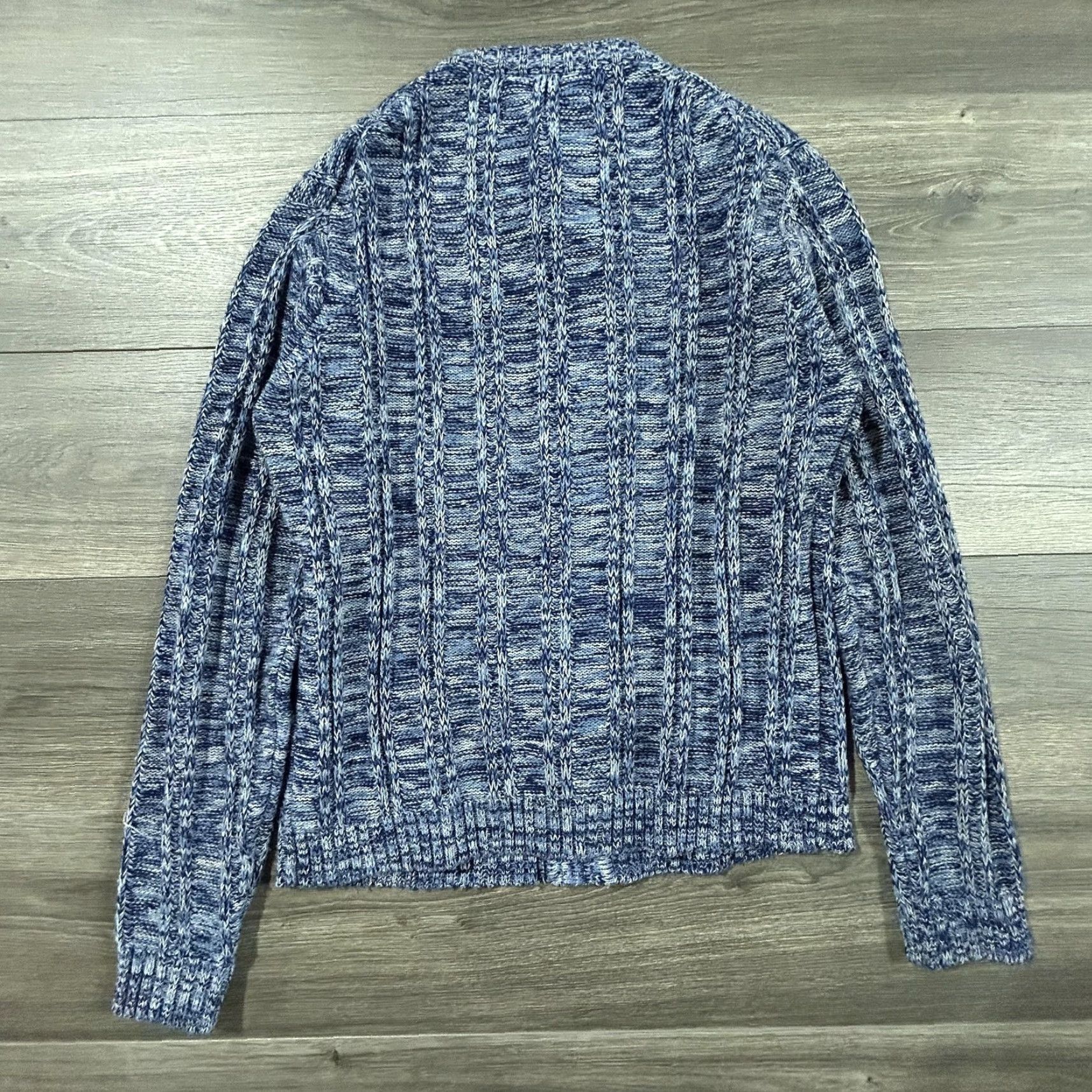 Vintage VINTAGE Braidburn Cardigan Sweater Womens M Blue Mock Neck 50s Button Knit Cable-Knit USA Size M / US 6-8 / IT 42-44 - 2 Thumbnail