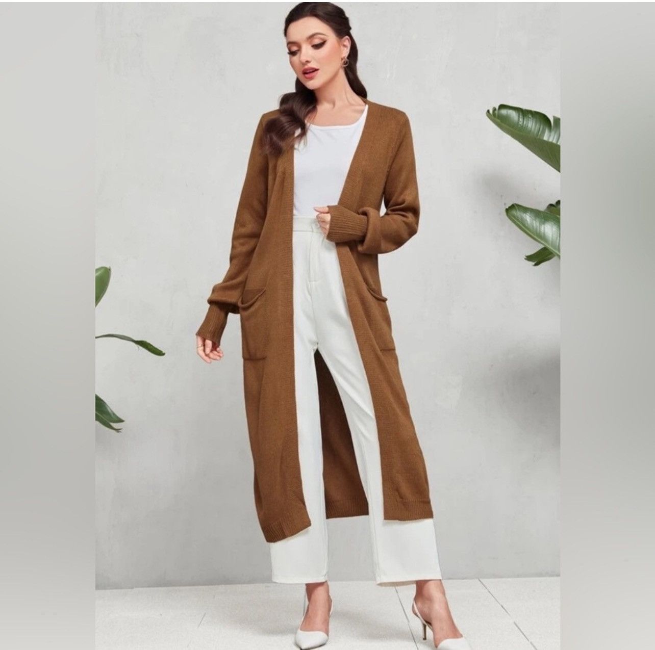 Theory THEORY Cashmere Long Open Fronted Brown Cardigan Sweater Size XS / US 0-2 / IT 36-38 - 1 Thumbnail