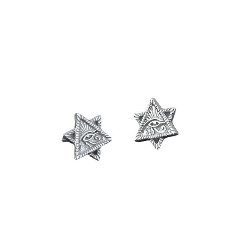 Jewelry × Sterling Silver Egypt Pharaoh's Eye Design Earrings One Pairs Chrome Jewelry Size ONE SIZE - 5 Thumbnail