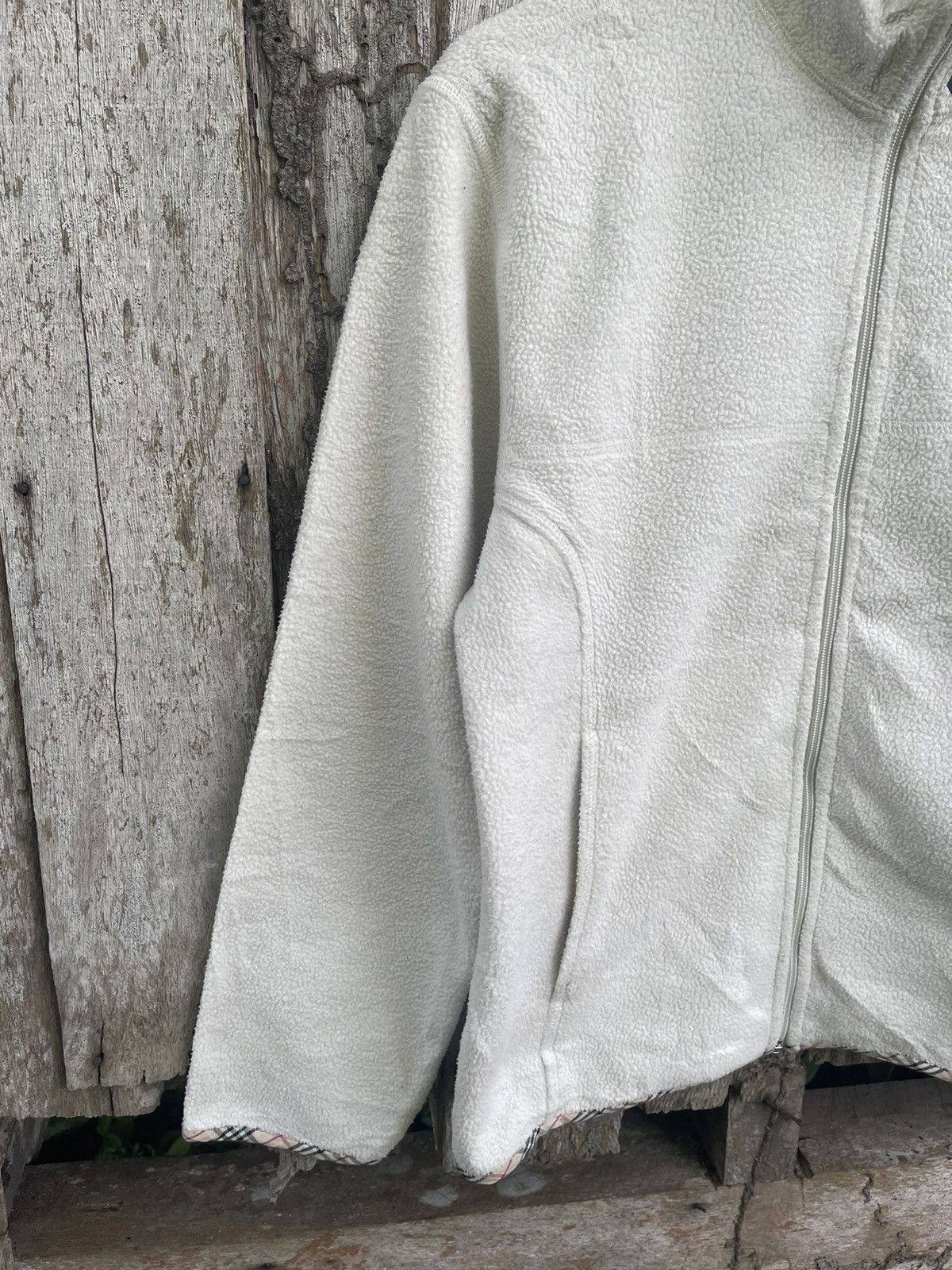 Burberry Burberry London White Fleece Zip Jacket – Nova Check Lining Size US M / EU 48-50 / 2 - 5 Thumbnail
