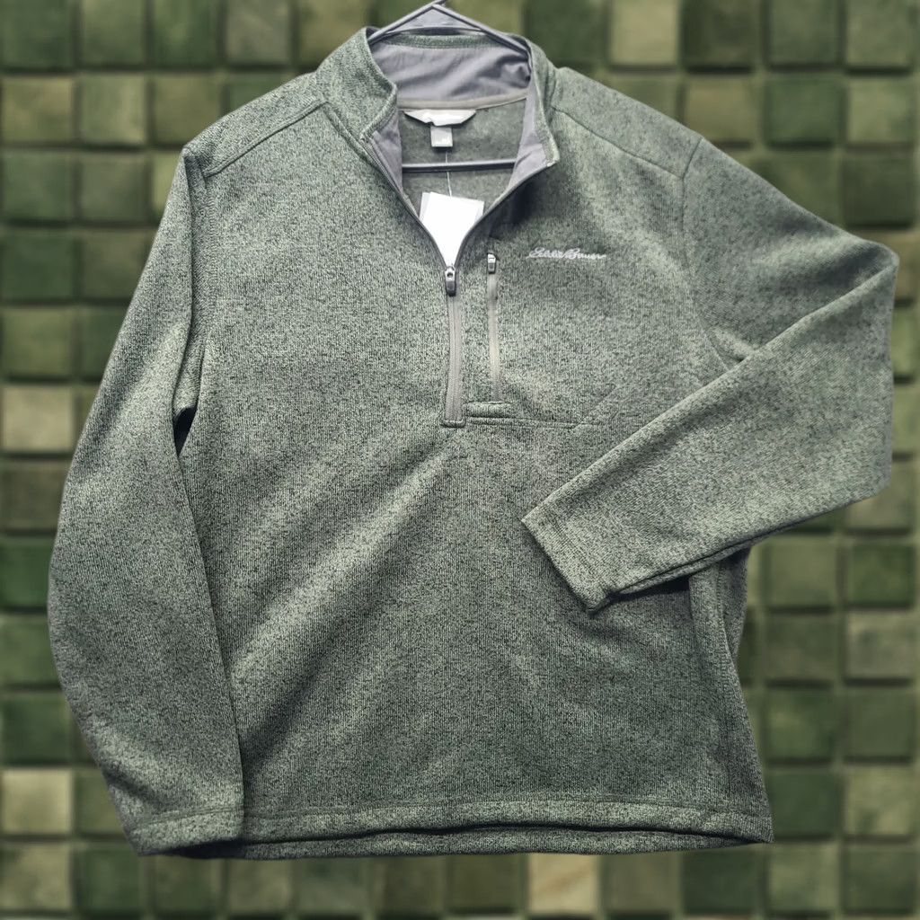 Eddie Bauer Eddie Bauer Sweater Mens L Pullover Fleece Mock Neck 1/2 Zip Green Outdoor Casual Walking Hiking Size US L / EU 52-54 / 3 - 1 Thumbnail
