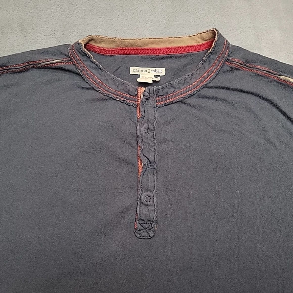 Carbon2Cobalt VINTAGE Carbon2Cobalt Shirt Mens XL Gray Henley Long Sleeve 100% Cotton Casual Size US XL / EU 56 / 4 - 2 Thumbnail
