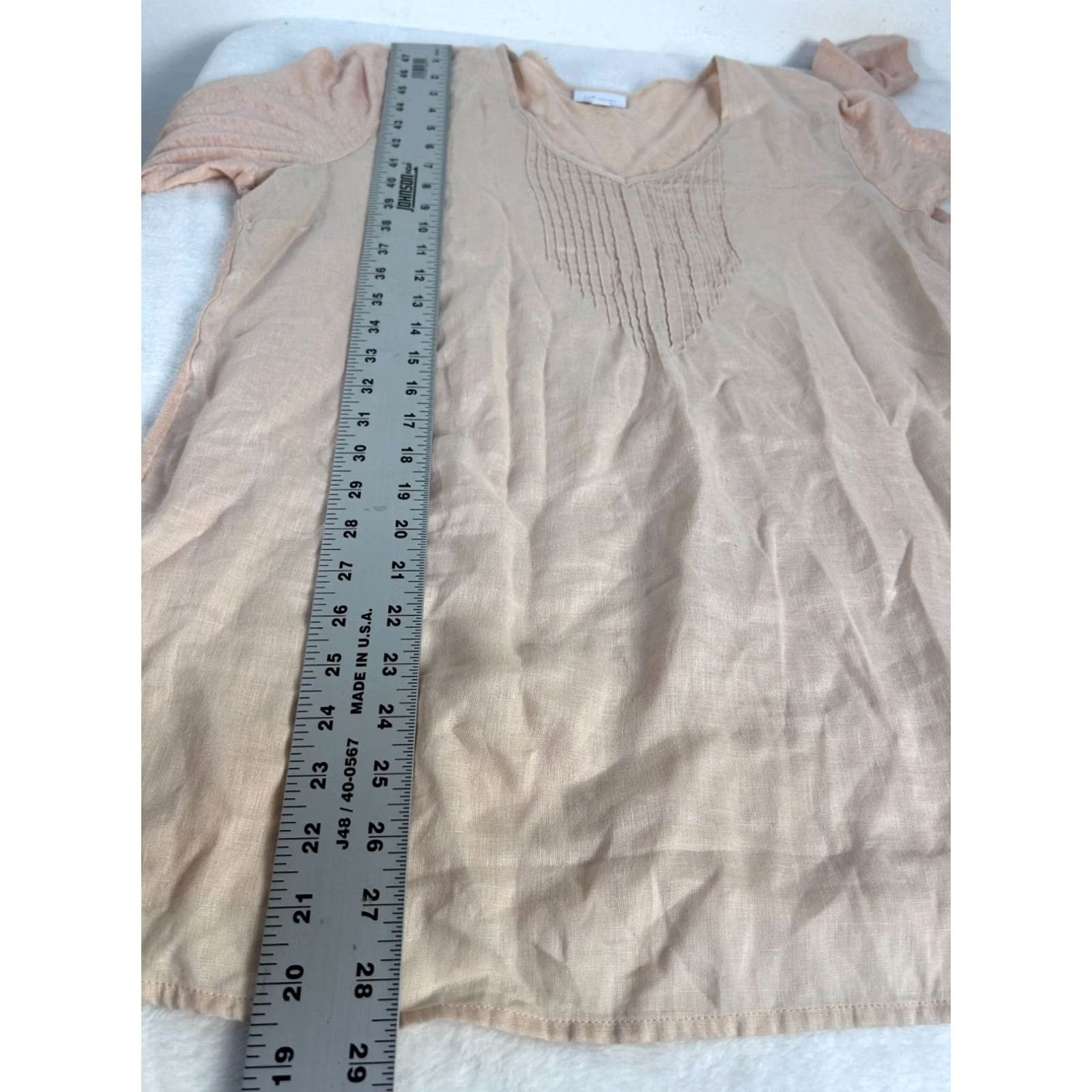 J. Jill J.Jill Love Linen Tunic Top 3/4 Sleeve V-Neck Peach Medium Casual Womens Pullover Blouse Size M / US 6-8 / IT 42-44 - 8 Thumbnail