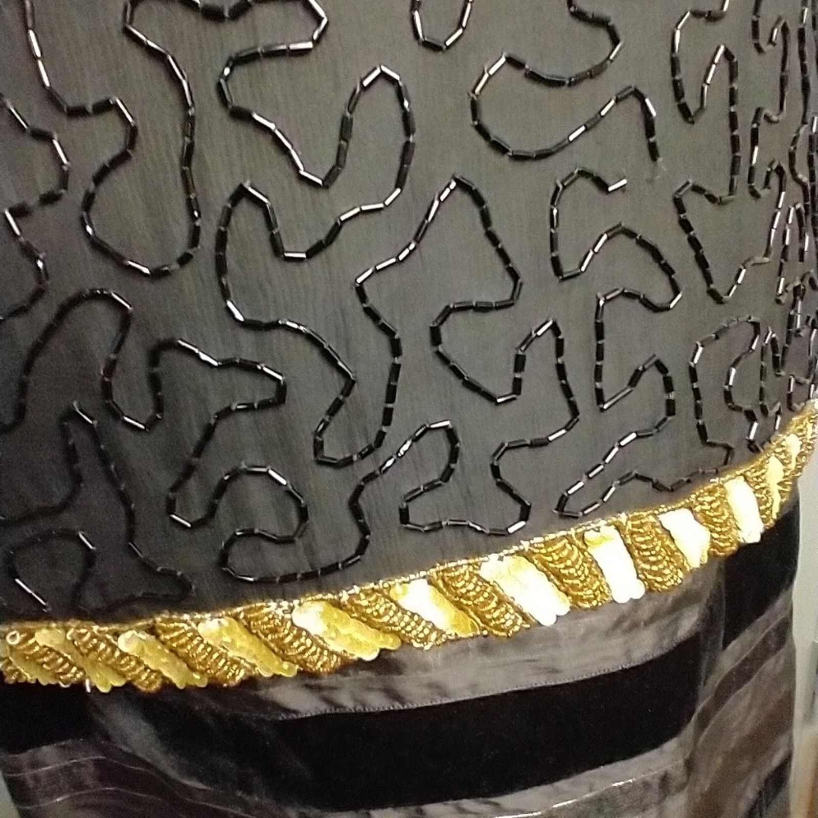 Vintage KAZAR BEADED sequin gold black silk long EVENING JACKET coat Size S / US 4 / IT 40 - 2 Thumbnail