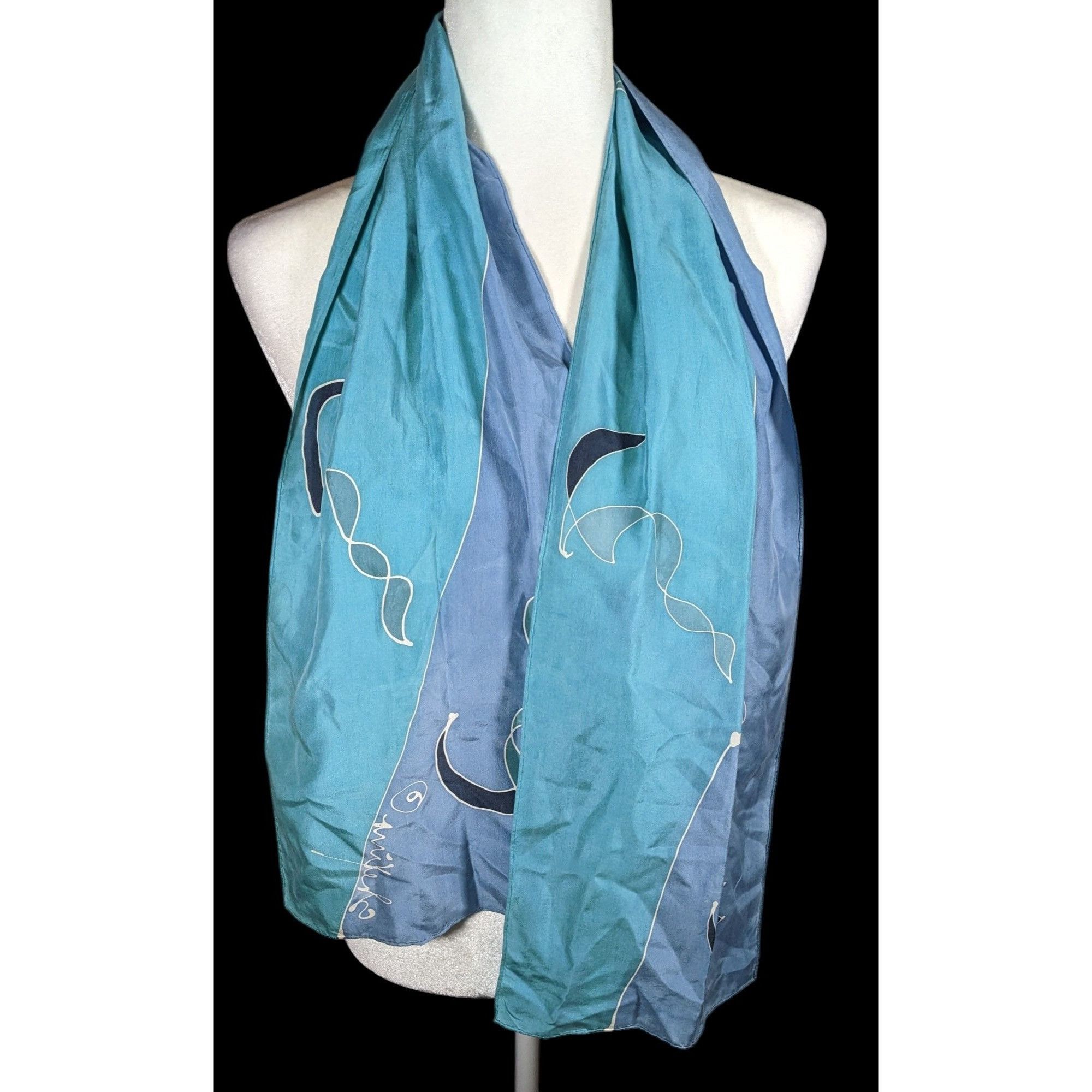 Other Vintage Sekina Blue Silk Abstract Scarf Size ONE SIZE - 2 Thumbnail