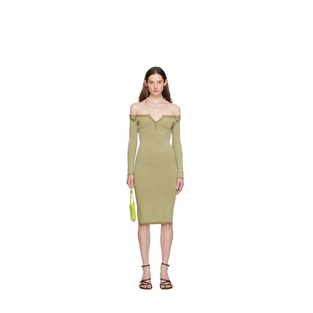 Jacquemus o1mle0325 La Robe Maille Pampero Dress in Green Size S / US 4 / IT 40 - 1 Thumbnail