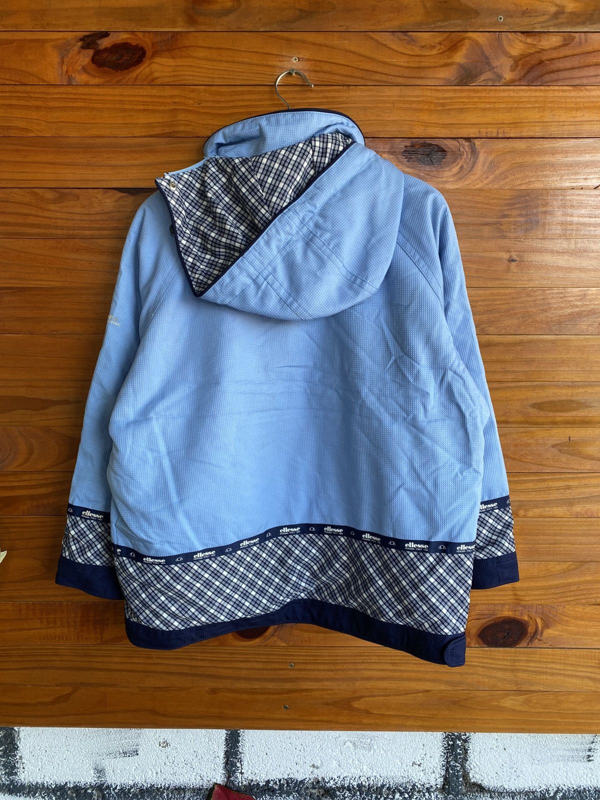 Ellesse × Goldwin Vintage Ellesse Half Zip Hooded Jacket Light Blue Plaid Size US M / EU 48-50 / 2 - 14 Thumbnail