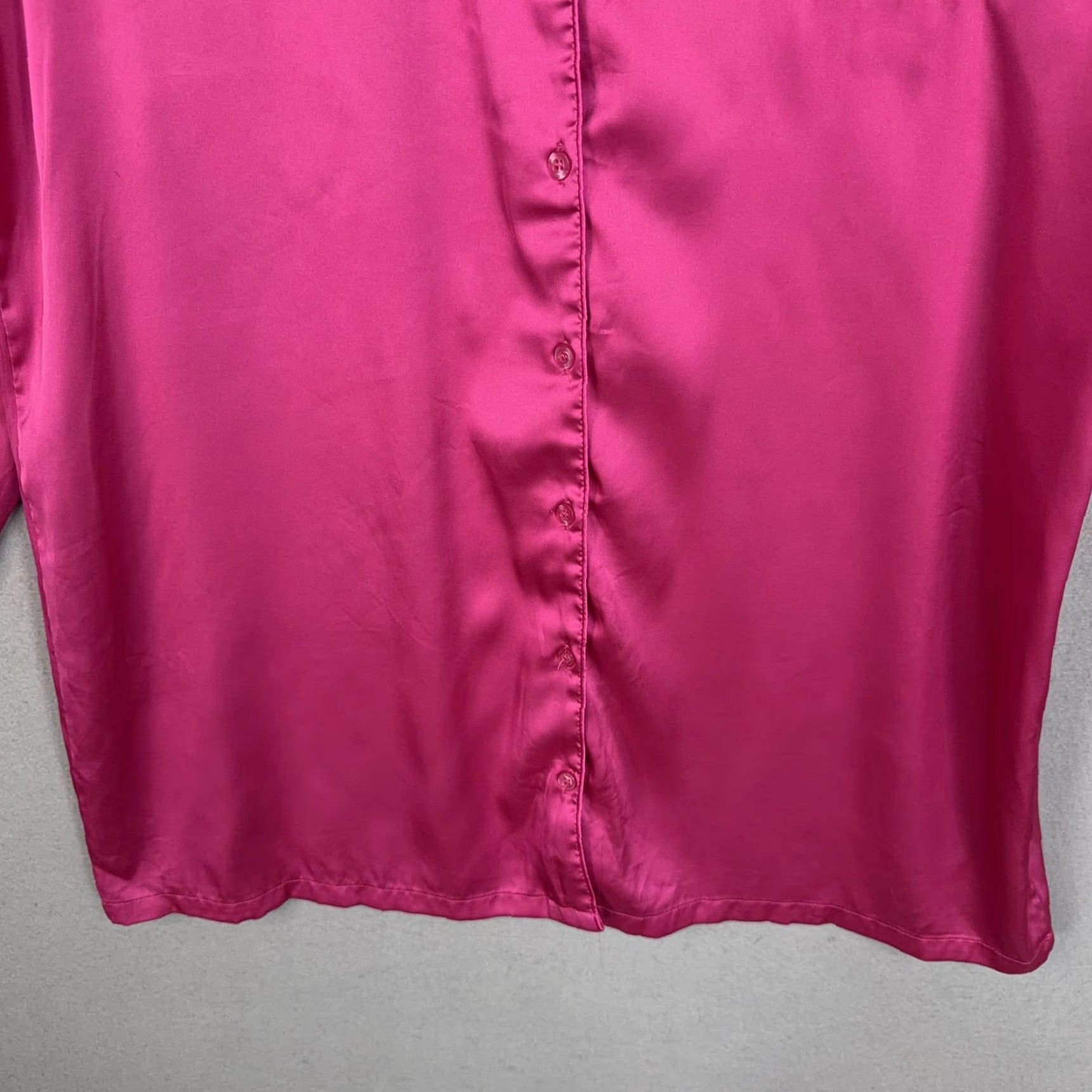 Juicy Couture Juicy Couture Sleepshirt Womens XL Pink Satin Button Front Rhinestone Logo Size XL / US 12-14 / IT 48-50 - 4 Thumbnail