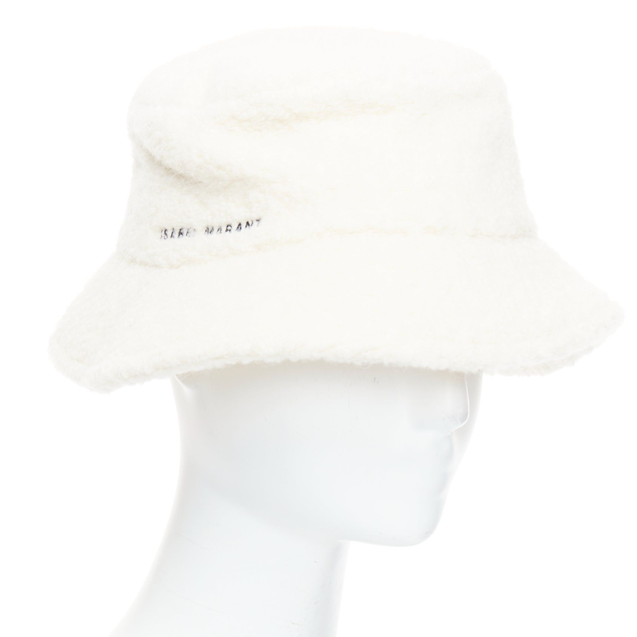 Isabel Marant ISABEL MARANT Denji ecru alpaca virgin wool blend teddy logo bucket hat Size ONE SIZE - 1 Thumbnail