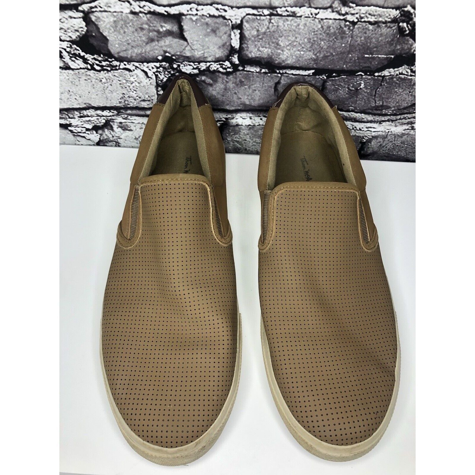 Other Thom McAn Buckley Tan Brown Loafer Slip On Sneaker Shoes Men Size US 13 / EU 46 - 17 Thumbnail