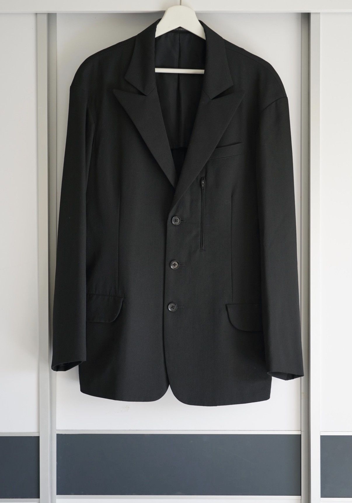 Yohji Yamamoto Yohji Yamamoto 14ss Rain-Washed Back-Zip Wool Blazer K4 Size US M / EU 48-50 / 2 - 1 Thumbnail