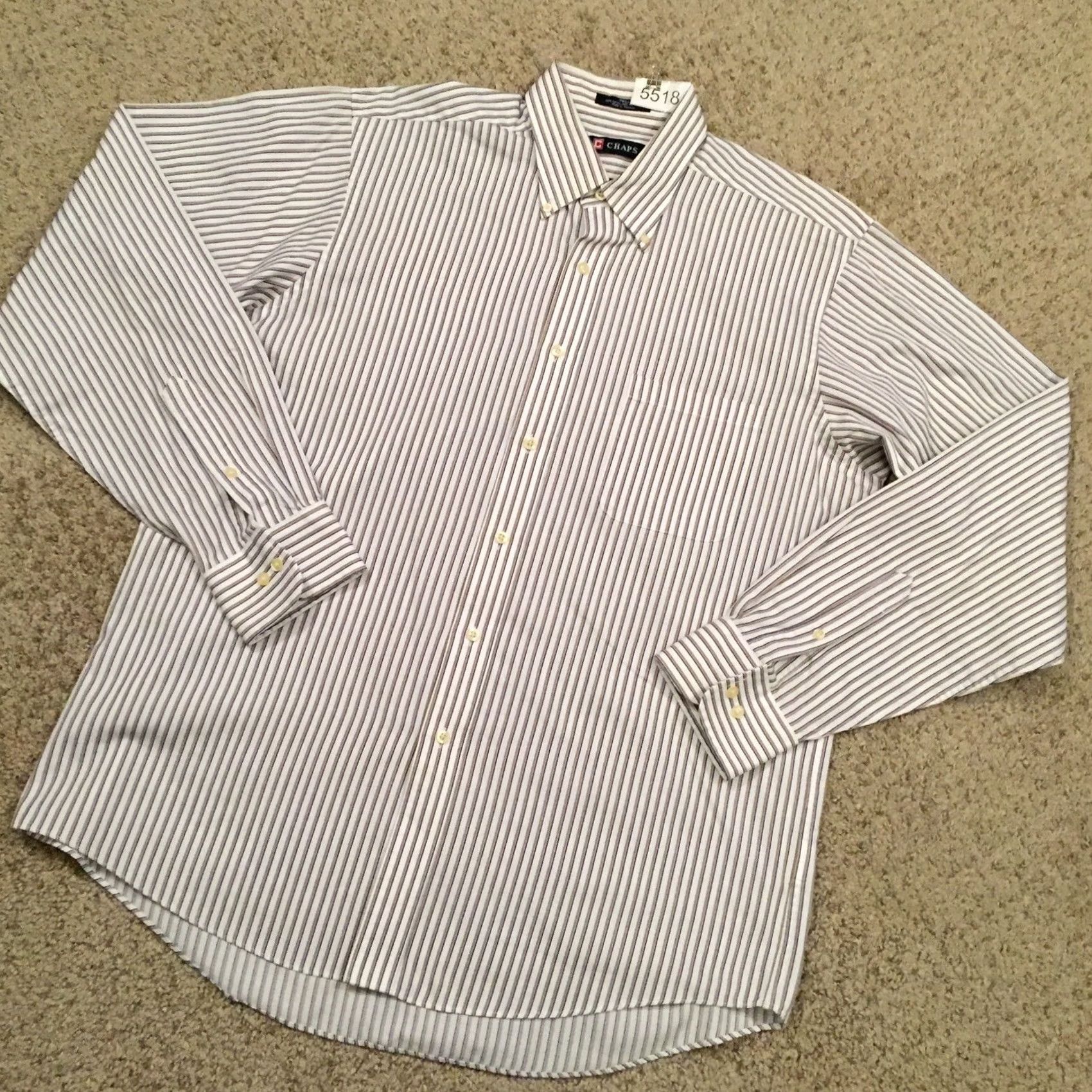 Chaps Chaps Shirt Mens Large Beige Striped Long Sleeve Button Up Twill Size US L / EU 52-54 / 3 - 2 Thumbnail