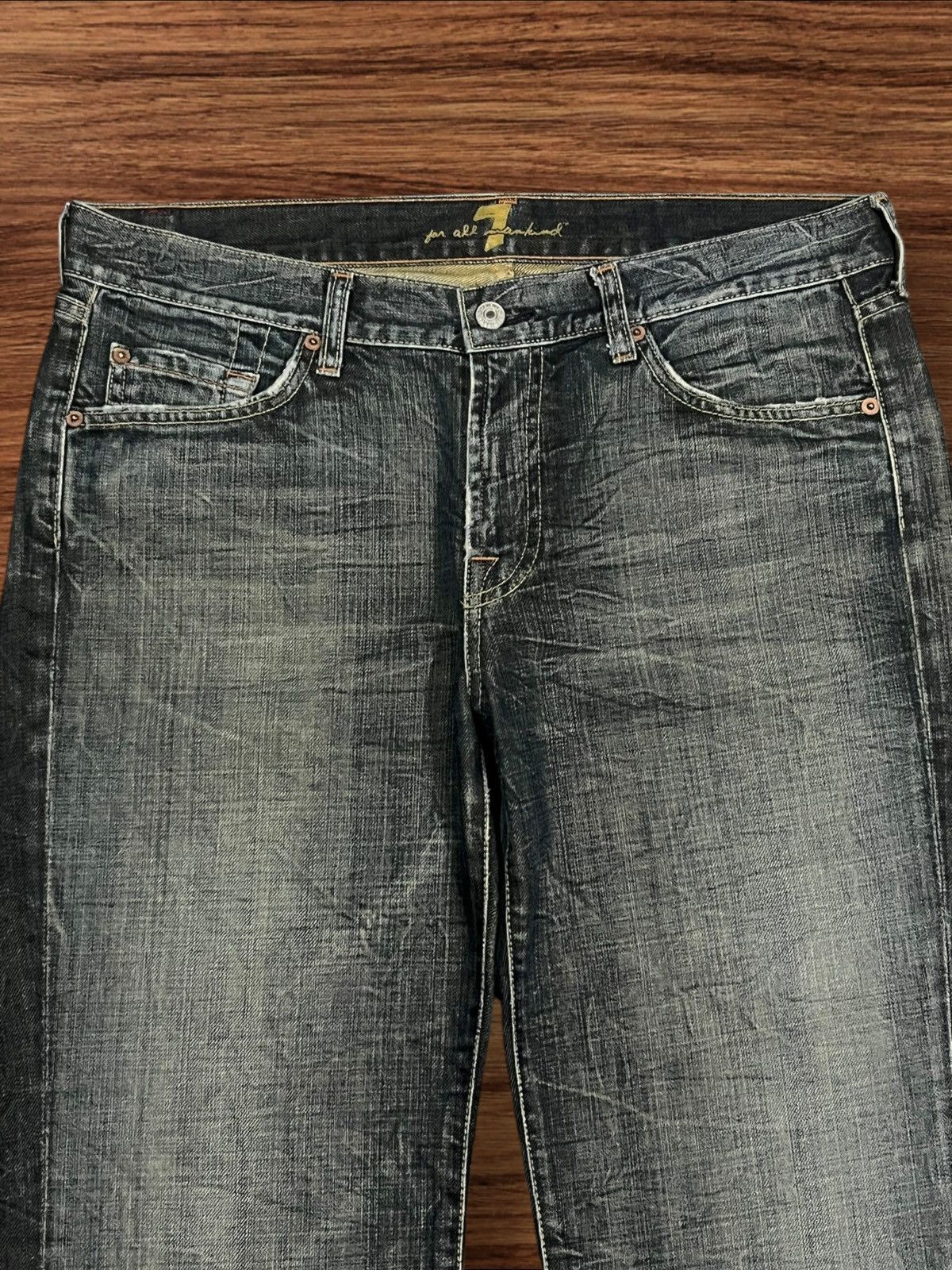 7 For All Mankind ⚡️Crazy⚡️7 For All Mankind Sand Wash Whiskering Flare Jeans Size US 34 / EU 50 - 4 Thumbnail