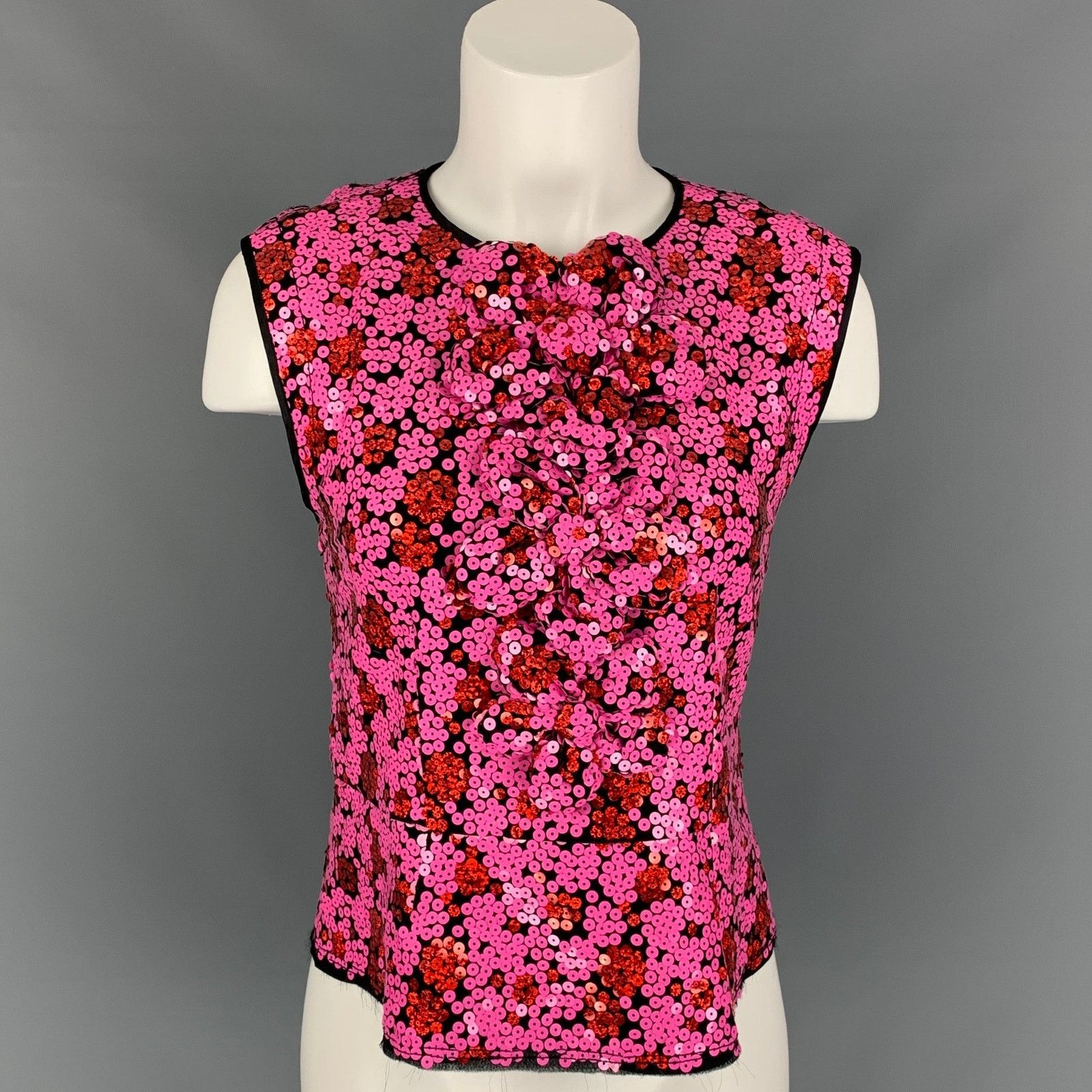 Marc Jacobs Black & Pink Polyester Blend Sequined Sleeveless Dress Top Size M / US 6-8 / IT 42-44 - 1 Thumbnail