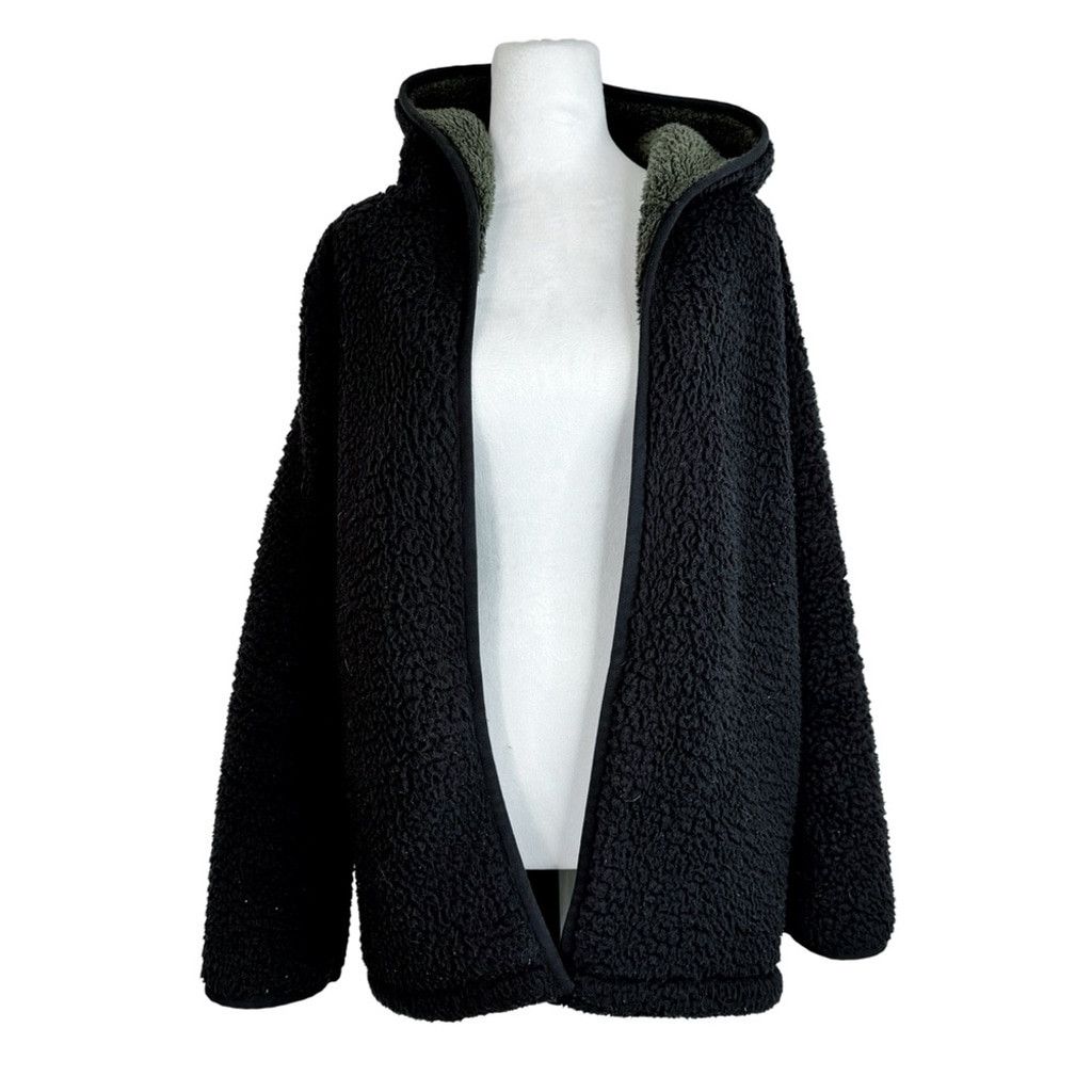 Express EXPRESS Men's Thick Soft Black Open Sherpa Hood Jacket XS/S Size US S / EU 44-46 / 1 - 2 Thumbnail