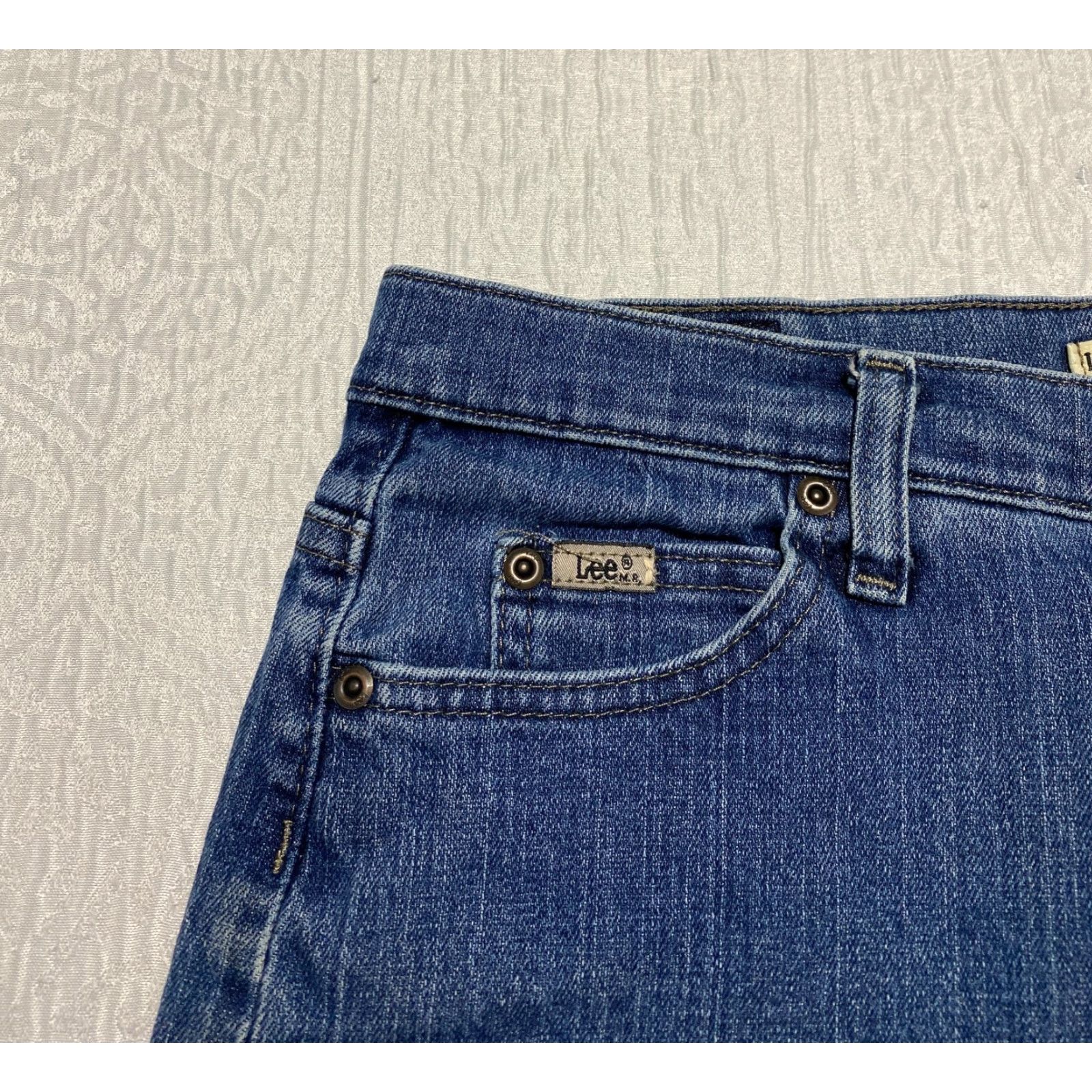 Lee Lee Women's Jeans Straight 14 Short Blue Relaxed Stretch Denim 5-Pocket Regular Rise High 90s Size 24" / US 00 / IT 34 - 4 Thumbnail