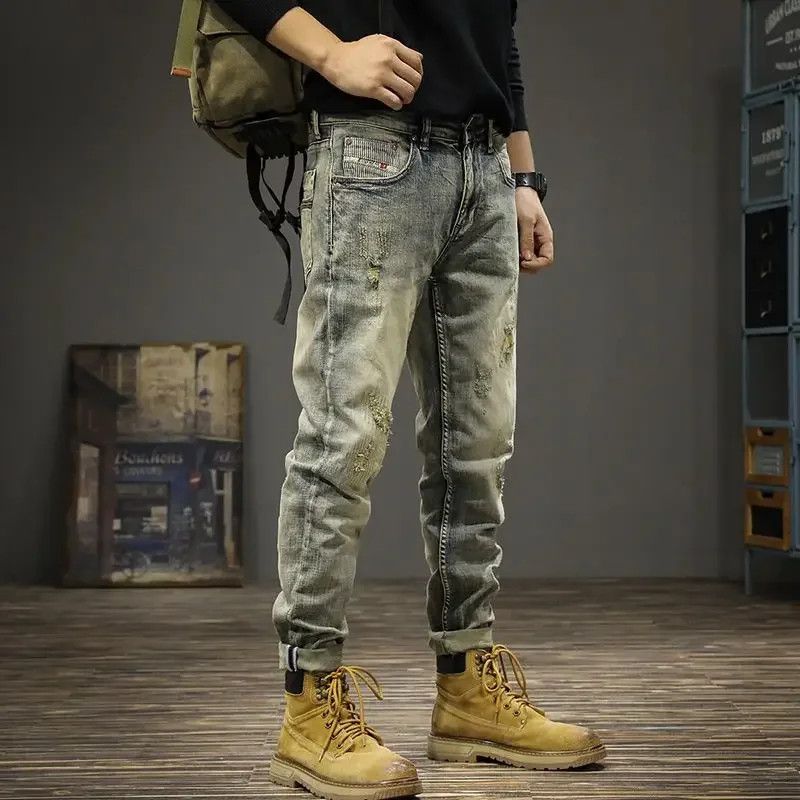 Japanese Brand × Jean Skinny Vintage Rip Torn Korean Fashion Jeans Size US 33 - 1 Thumbnail