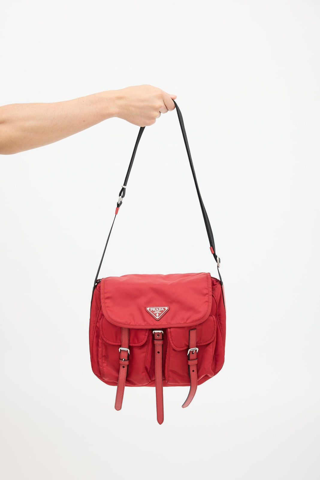 Prada Prada | Red & Black | Nylon Messenger Bag | Size ONE SIZE - 1 Thumbnail