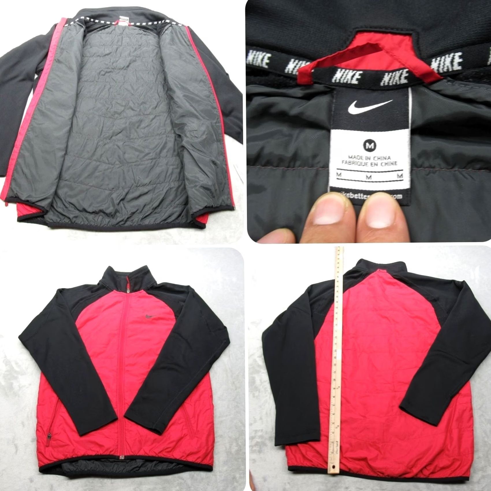 Nike Nike Jacket Mens M Red Black Pockets Full Zip Insulated Windbreaker Polyester Lining Polyester Logo Zipper Outdoor Casual Athletic Size US M / EU 48-50 / 2 - 2 Thumbnail