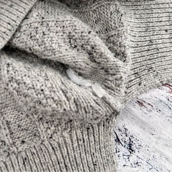 J.Crew J. Crew Speckled Gray Fisherman Cable Knit Oversized Sweater Size L / US 10 / IT 46 - 4 Thumbnail