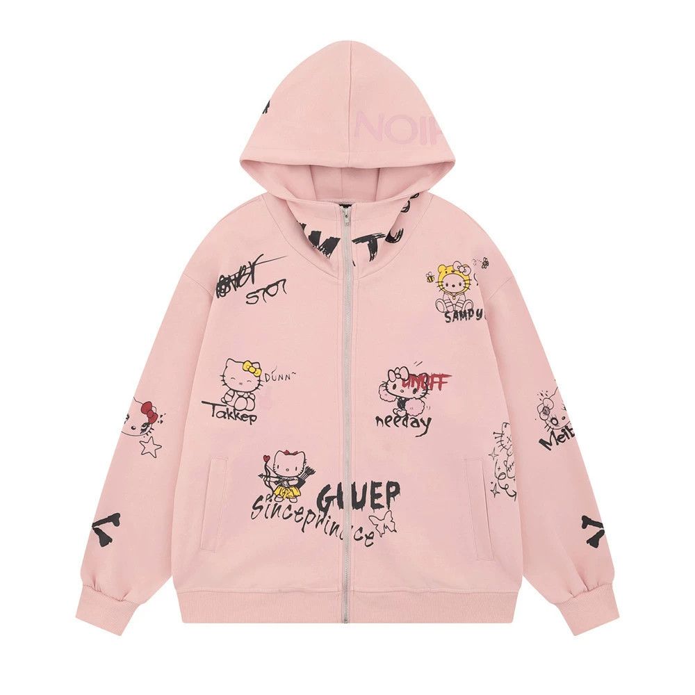 Vintage Men's loose casual cartoon Hello Kitty cardigan sweatshirt Size US M / EU 48-50 / 2 - 1 Thumbnail