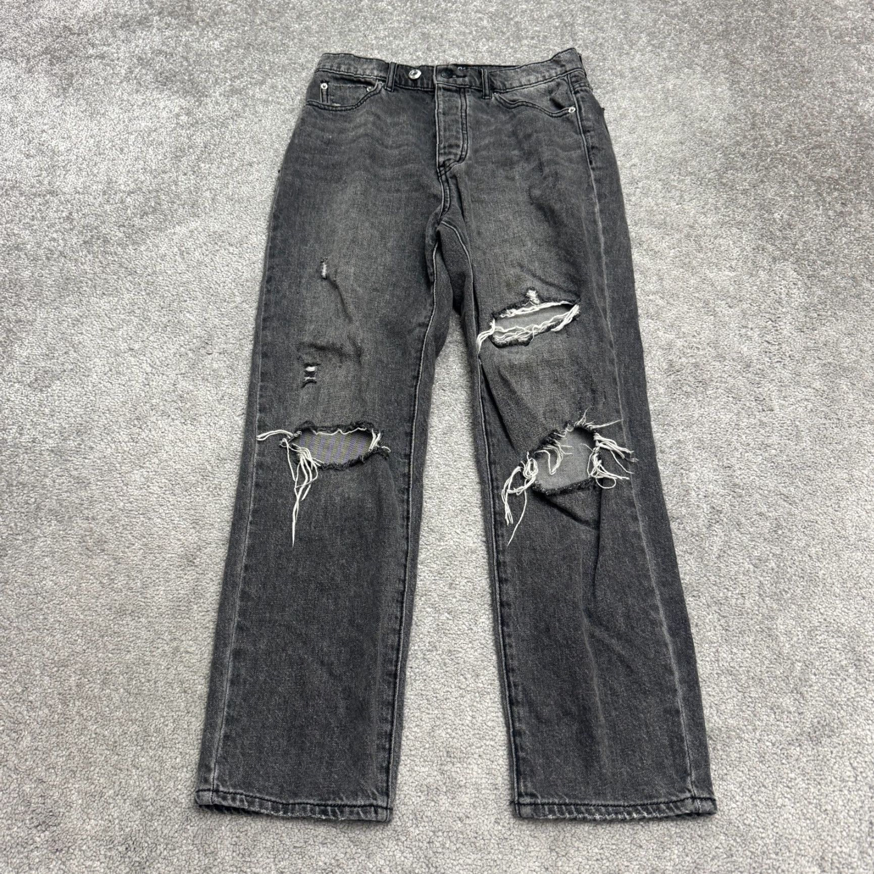Urban Outfitters BDG Urban Outfitters Button Fly Slim Fit Denim Jeans Womens 28 Black Distressed Vintage No Size 28" / US 6 / IT 42 - 2 Thumbnail