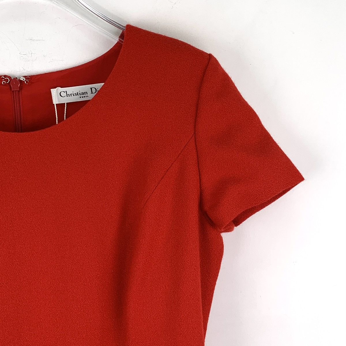 Dior Dior Red Wool Crew Neck Short Sleeve Dress K26WX Size M / US 6-8 / IT 42-44 - 3 Thumbnail