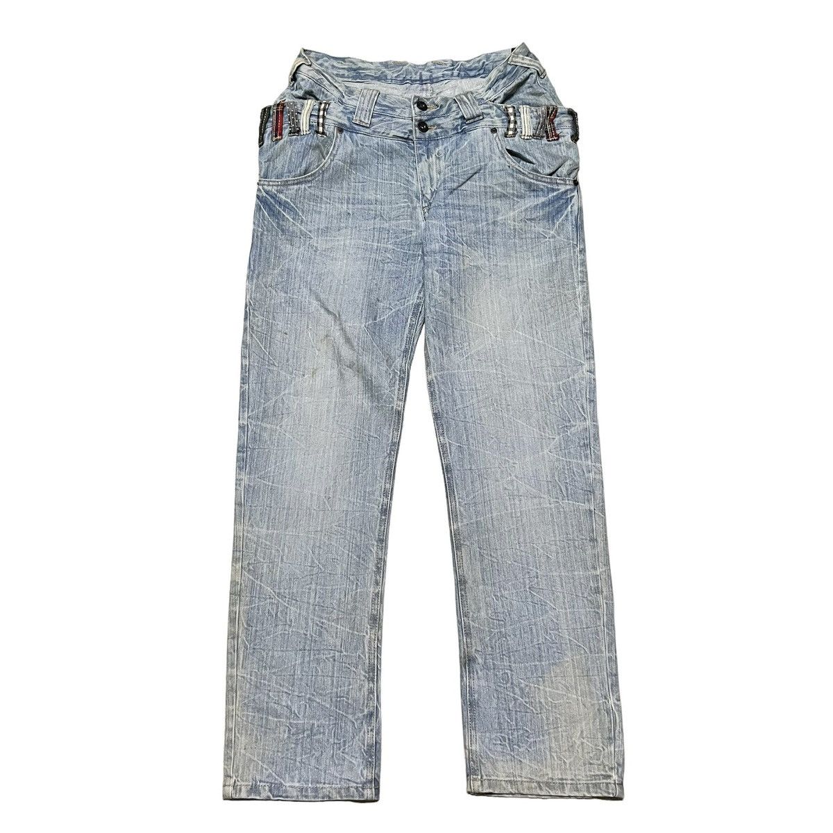 Japanese Brand Double Waist Distressed Denim Jeans