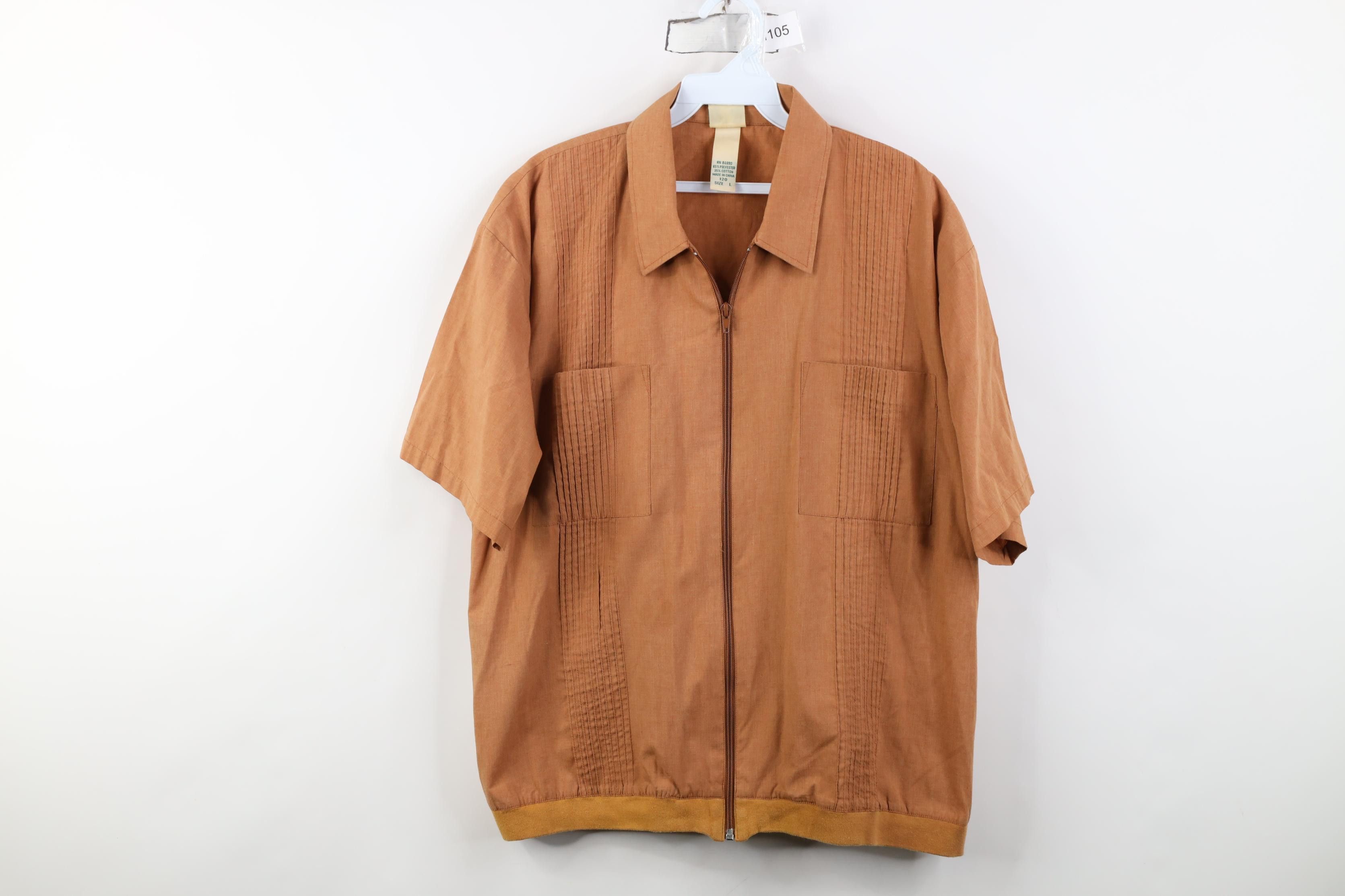 Vintage Vintage 90s Streetwear Short Sleeve Full Zip Shirt Jacket Size US L / EU 52-54 / 3 - 1 Thumbnail