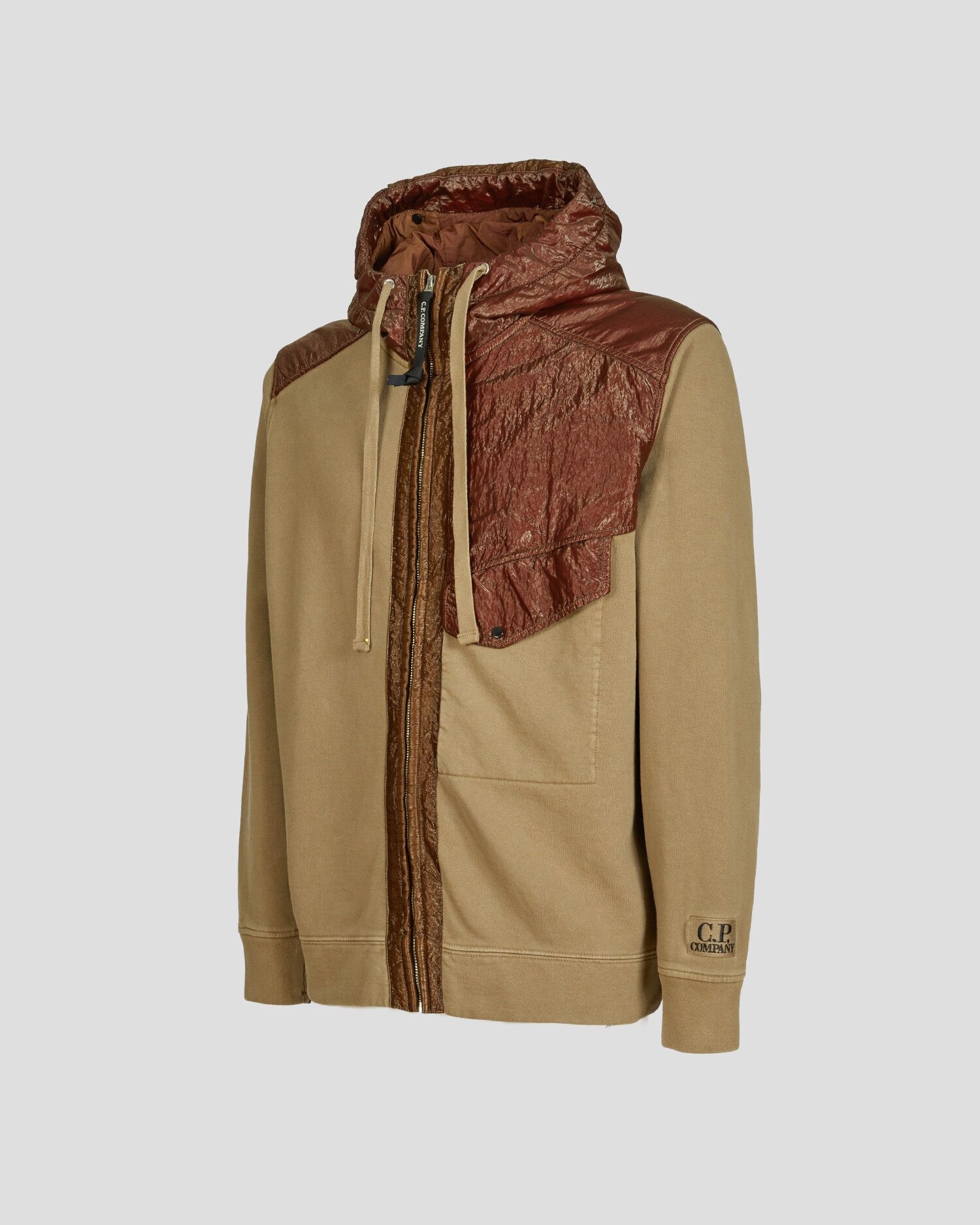 C.P. Company o1y1224 Two-tone Hoodie in Khaki/Brown Size US M / EU 48-50 / 2 - 10 Thumbnail