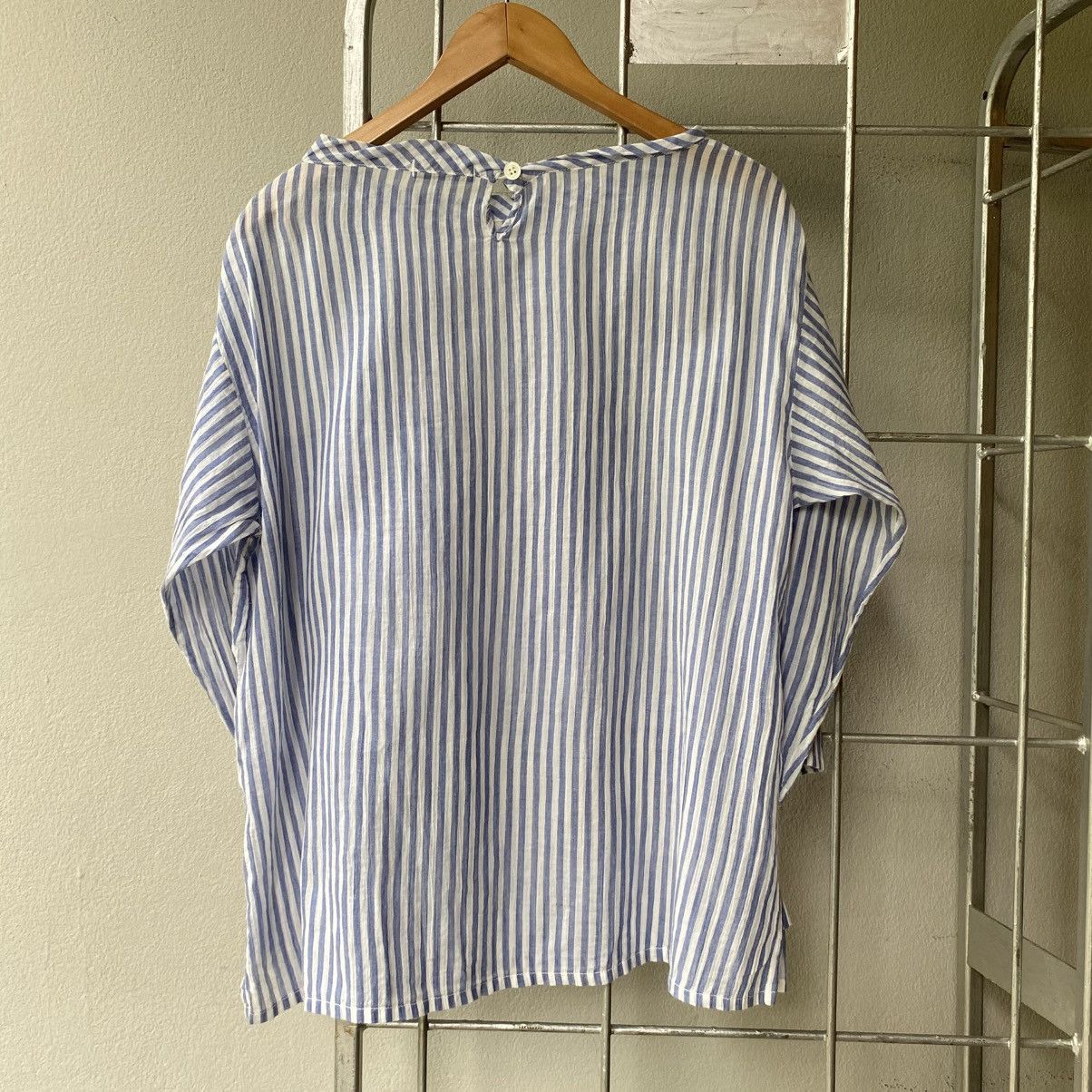 Issey Miyake Plantation Blue Stripe Cotton Top with Pocket Size M / US 6-8 / IT 42-44 - 4 Thumbnail