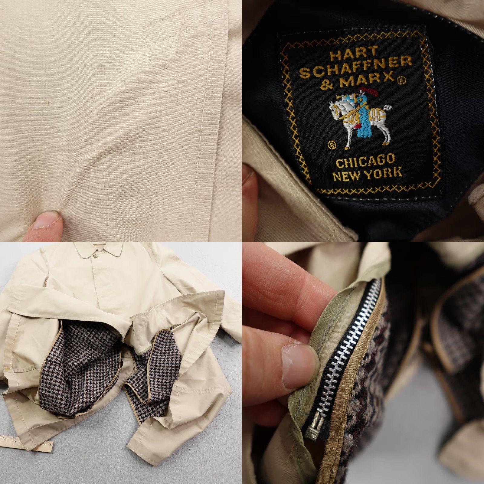 Hart Schaffner Marx VINTAGE Hart Schaffner & Marx Coat Mens 42S Beige Rain Trench Jacket Liner Wool Lined Water Resistant Single-Breasted Size US XS / EU 42 / 0 - 8 Thumbnail