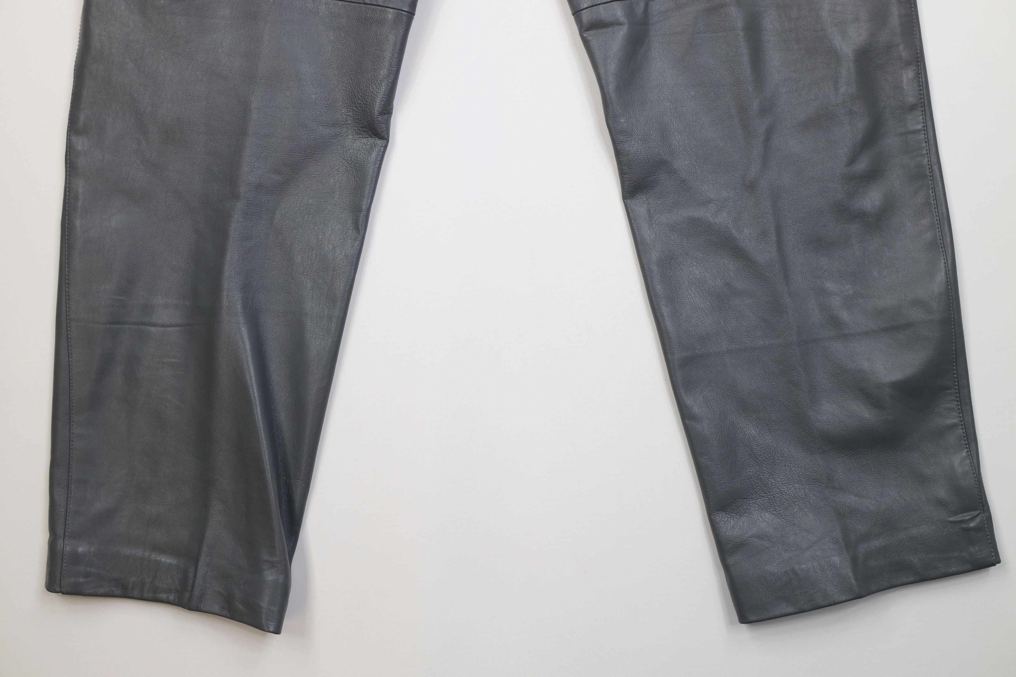 Vintage Vintage 90s Streetwear Blank Wide Leg Leather Pants Gray Size US 36 / EU 52 - 14 Thumbnail
