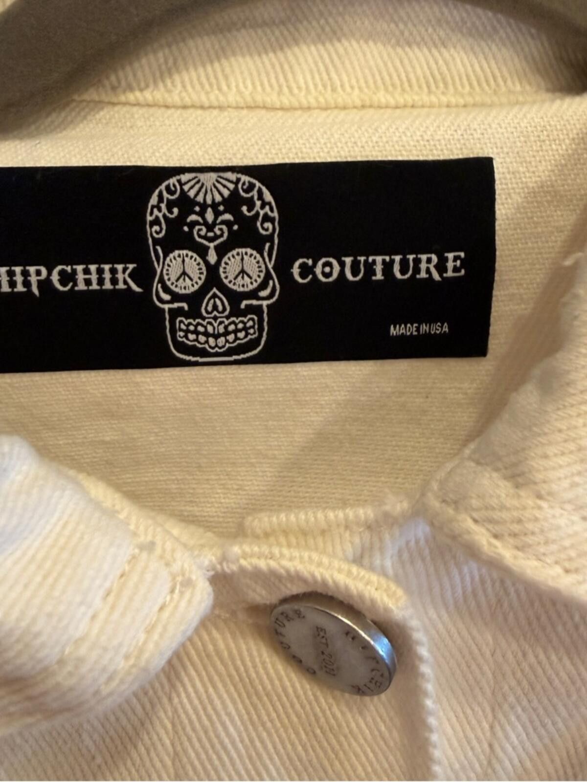 Other HipChik Distressed White Denim Jean Jacket Studded Skull Size S / US 4 / IT 40 - 4 Thumbnail