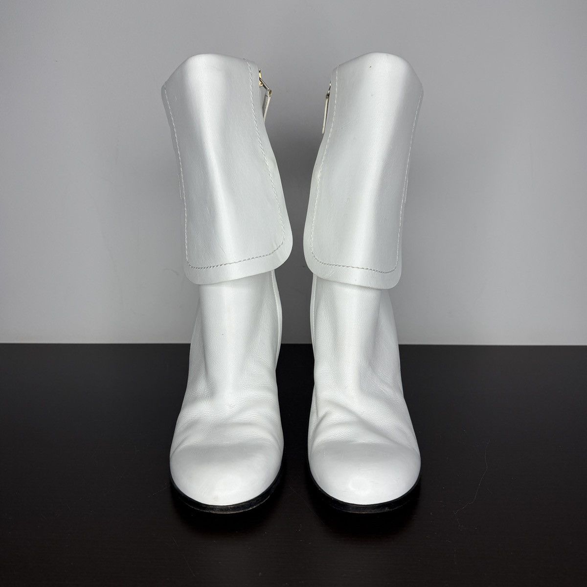 Jil Sander Vintage Jil Sander Leather Zip Biker Boots White Women’s Size US 10 / IT 40 - 2 Thumbnail