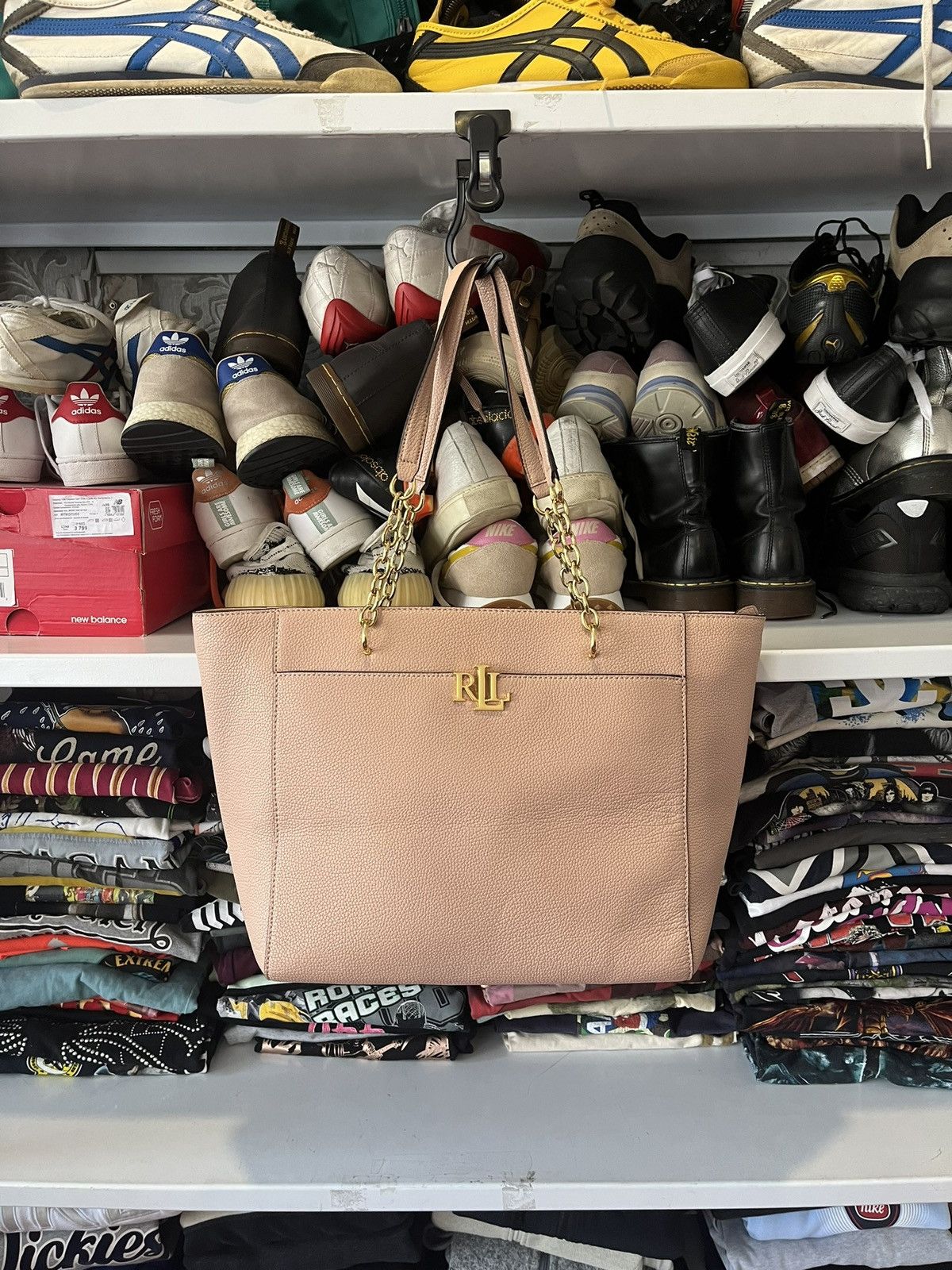 Polo Ralph Lauren LAUREN RALPH LAUREN MELLOW PINK LEATHER MEDIUM GRAB BAG Size ONE SIZE - 1 Thumbnail