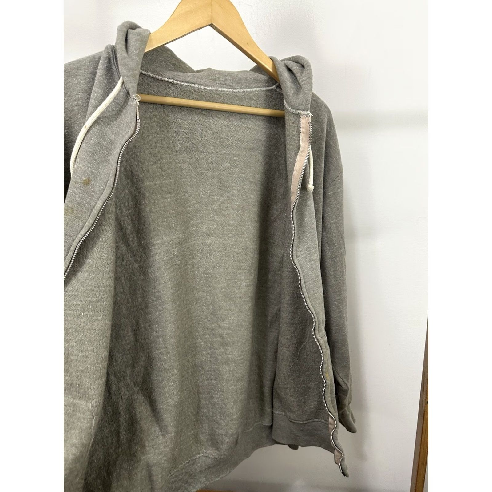 IDEA VINTAGE 70s Heather Gray Full Zip Hoodie Sweatshirt Worn Soft Ideal Zipper XL Men's Size US XL / EU 56 / 4 - 4 Thumbnail