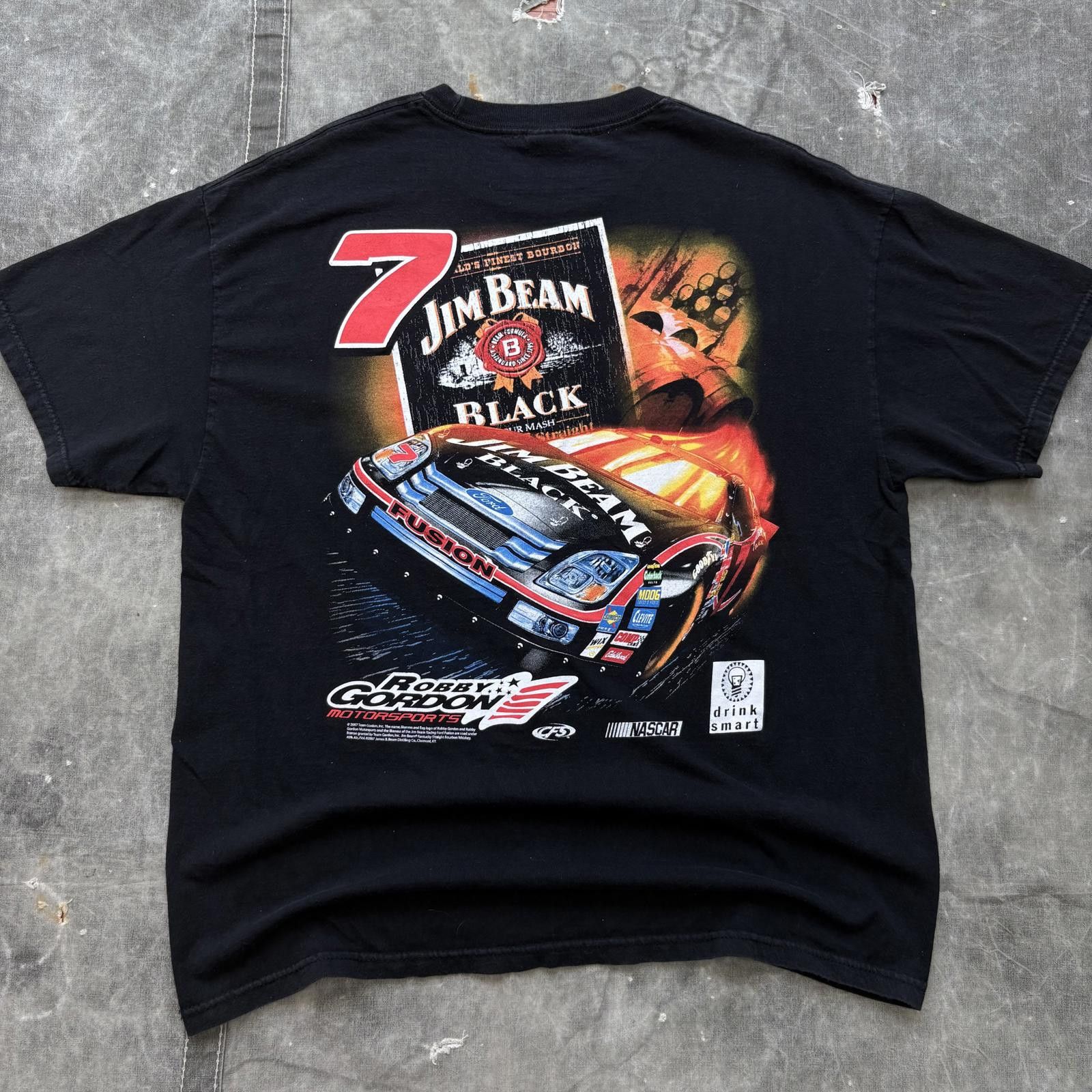 NASCAR Vintage Y2K Jim Beam Black Whiskey Robby Gordon NASCAR Shirt Size US XL / EU 56 / 4 - 2 Thumbnail