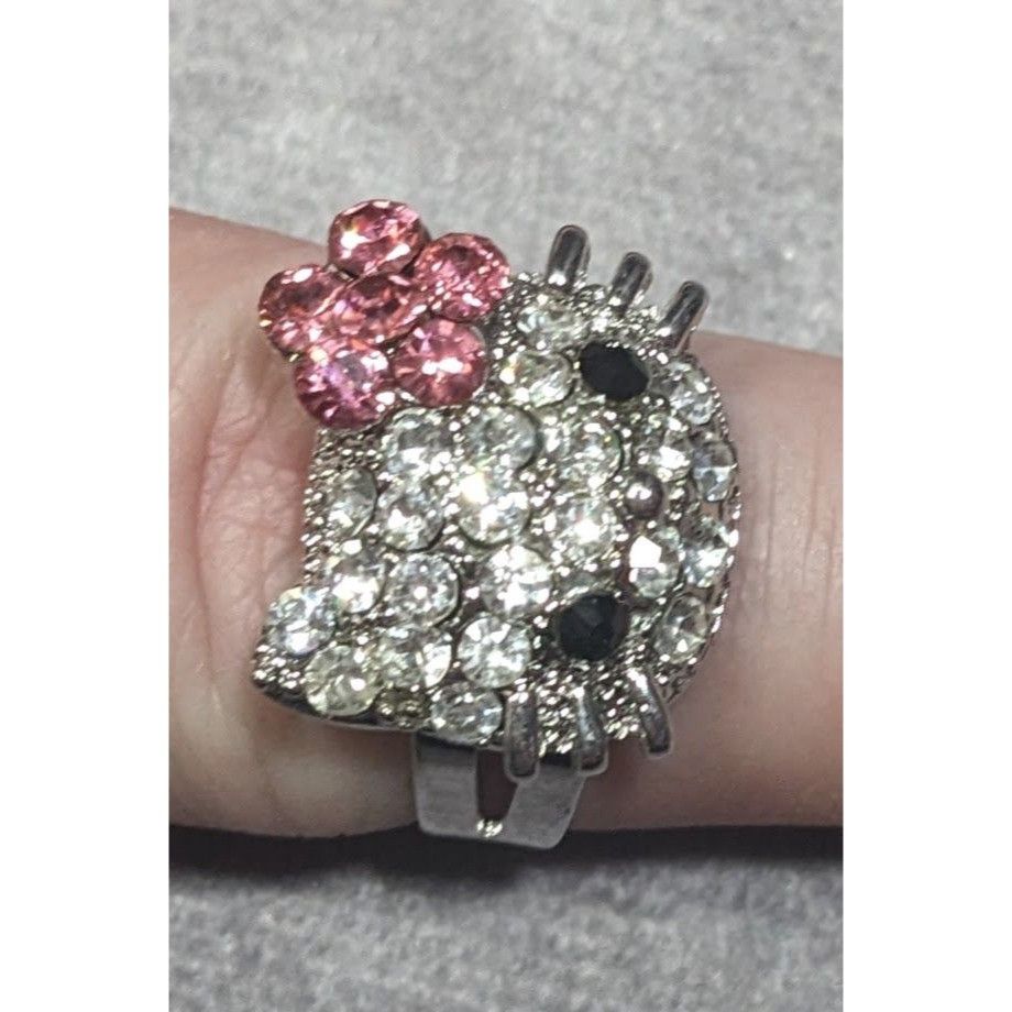 Other Coquette Glam Cute Kitten Rhinestone Adjustable Ring Size 8 Size ONE SIZE - 8 Thumbnail