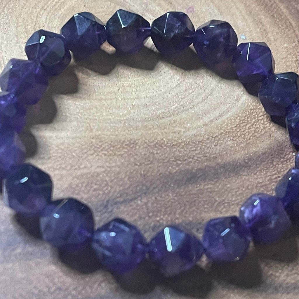 Other Amethyst purple diamond stretch beaded bracelet 7” crystal h Size ONE SIZE - 6 Thumbnail