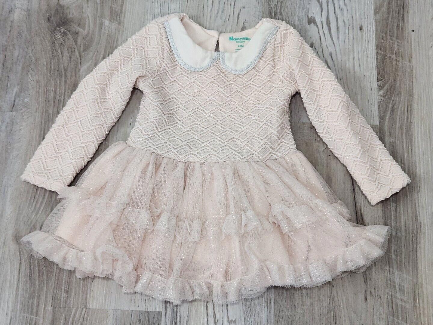 Designer Nanette Baby Dress 24 Months Pink Long Sleeve Tulle Skirt Size XXS / US 00 / IT 34 - 4 Thumbnail