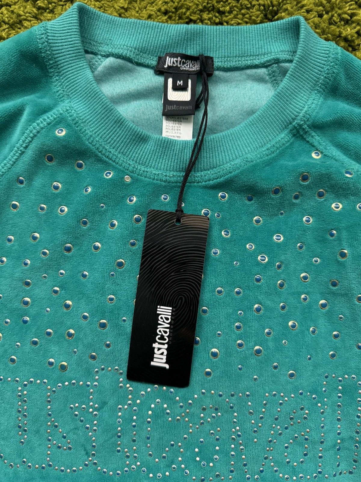 Designer × Just Cavalli × Roberto Cavalli Just Cavalli NWT rhinestone logo velour sweatshirt Size M / US 6-8 / IT 42-44 - 4 Thumbnail