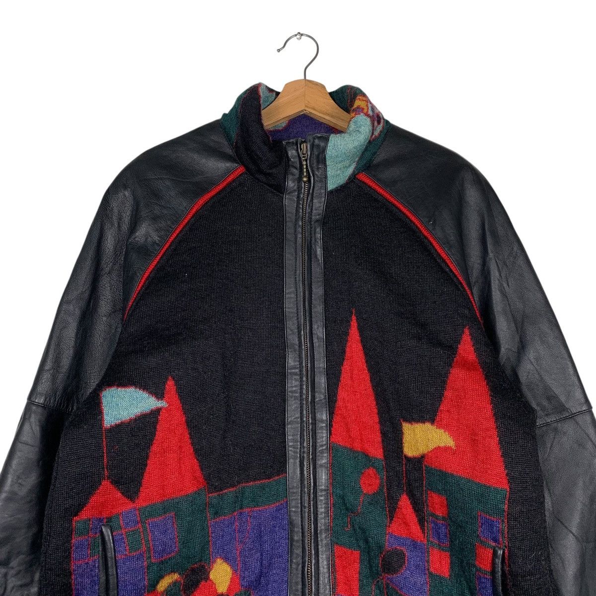 Japanese Brand Kevu Classics Picasso Style Design Mohair Leather Jacket Size US M / EU 48-50 / 2 - 2 Thumbnail