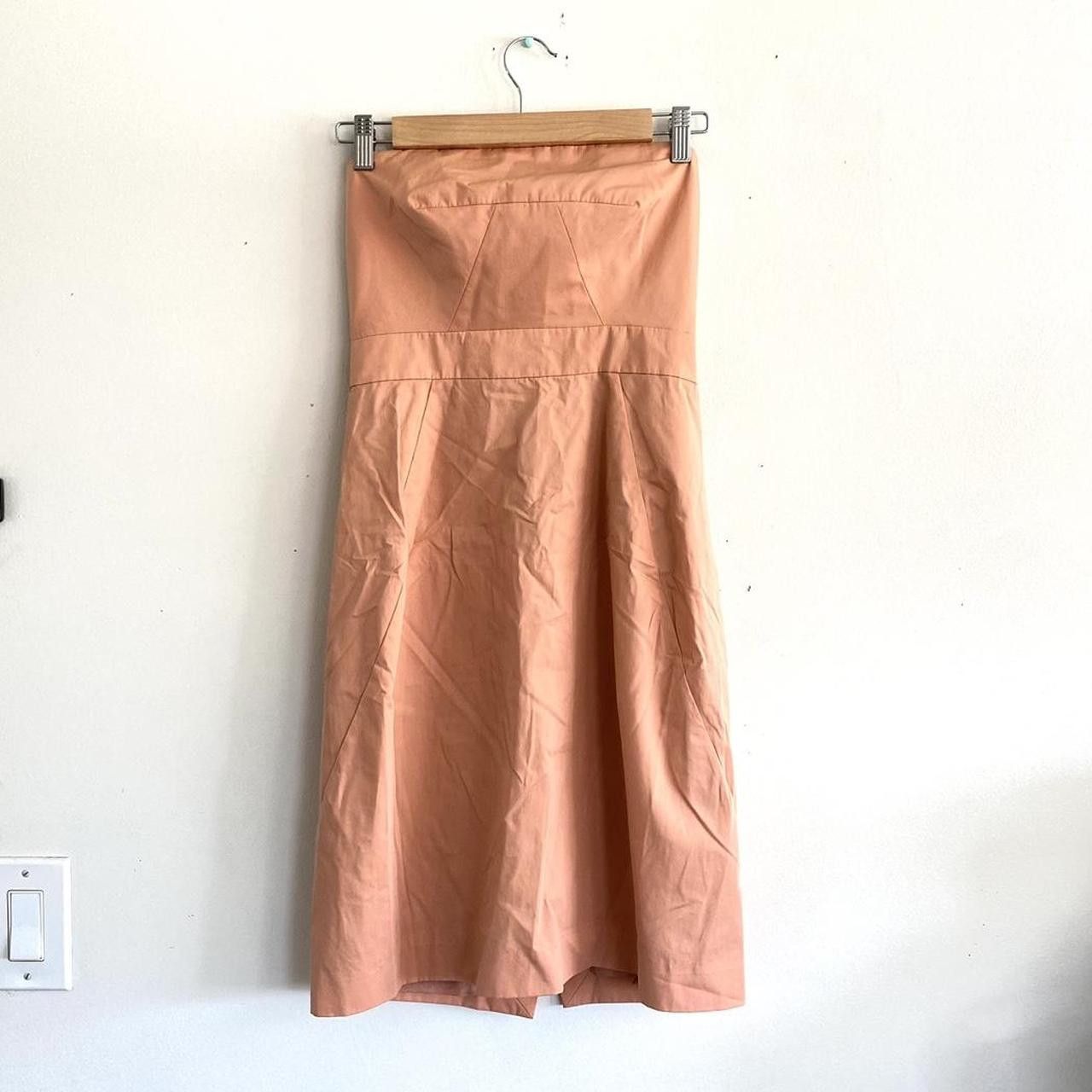 J.Crew J.CREW CORAL PINK ORANGE WOMENS MIDI STRAPLESS DRESS 0 Size XS / US 0-2 / IT 36-38 - 2 Thumbnail