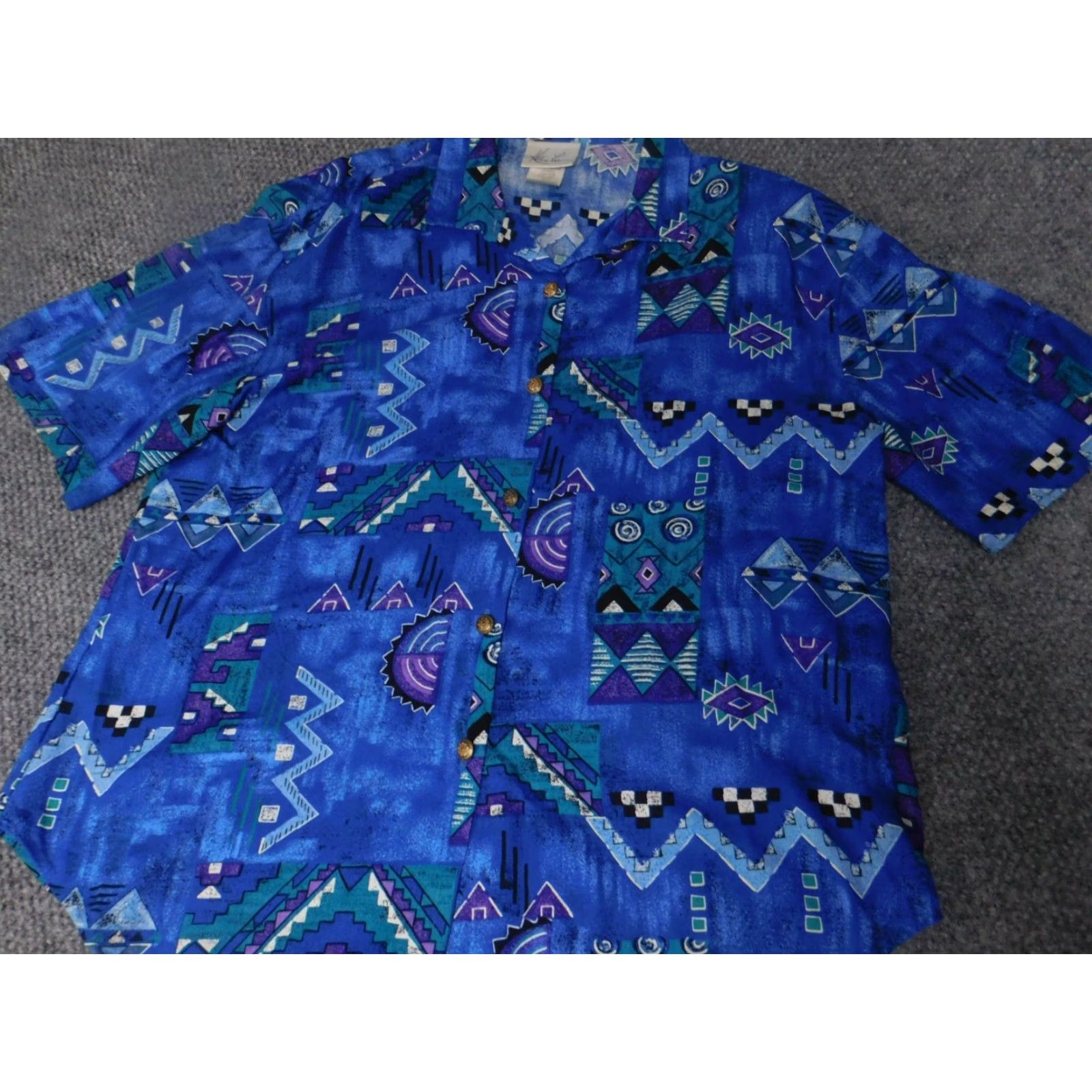 Lee Kathie Lee Womens Blouse 16 Blue Button Doen Size XXL / US 16-18 / IT 52-54 - 2 Thumbnail