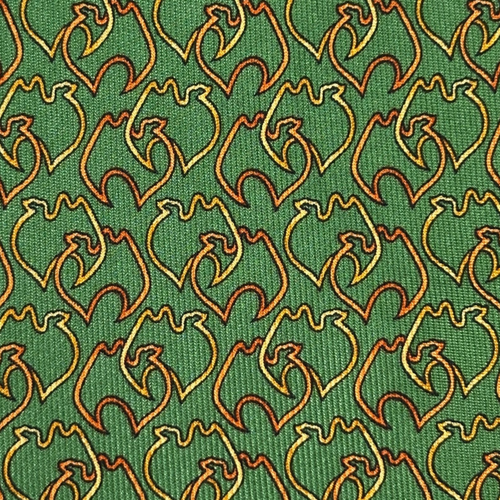 Salvatore Ferragamo Tie Silk Green with Gold Geometric Pattern Size ONE SIZE - 5 Thumbnail