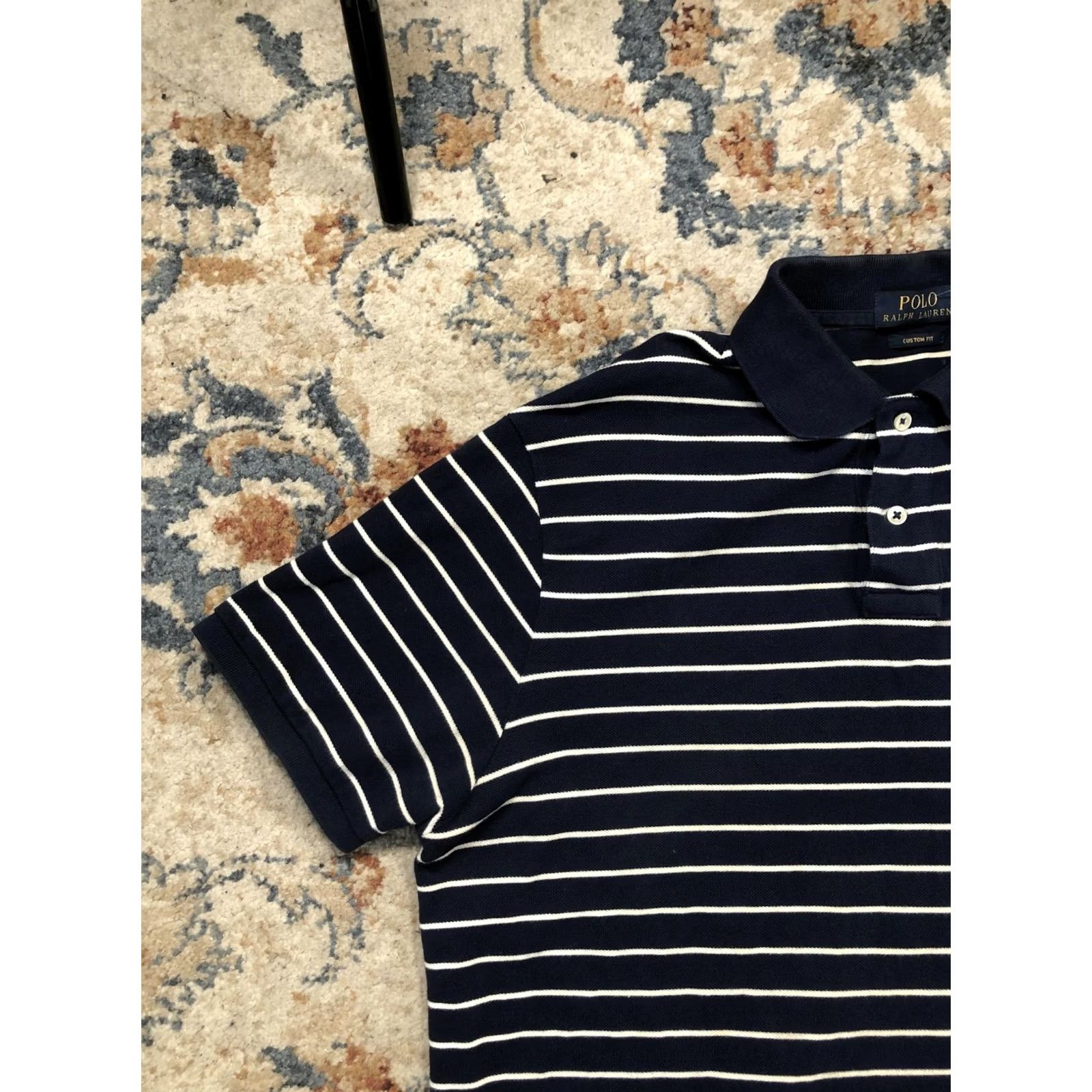 Polo Ralph Lauren Polo Ralph Lauren Polo Shirt Mens XL Blue Stripe Custom Fit Pony Logo Casual Size US XL / EU 56 / 4 - 3 Thumbnail