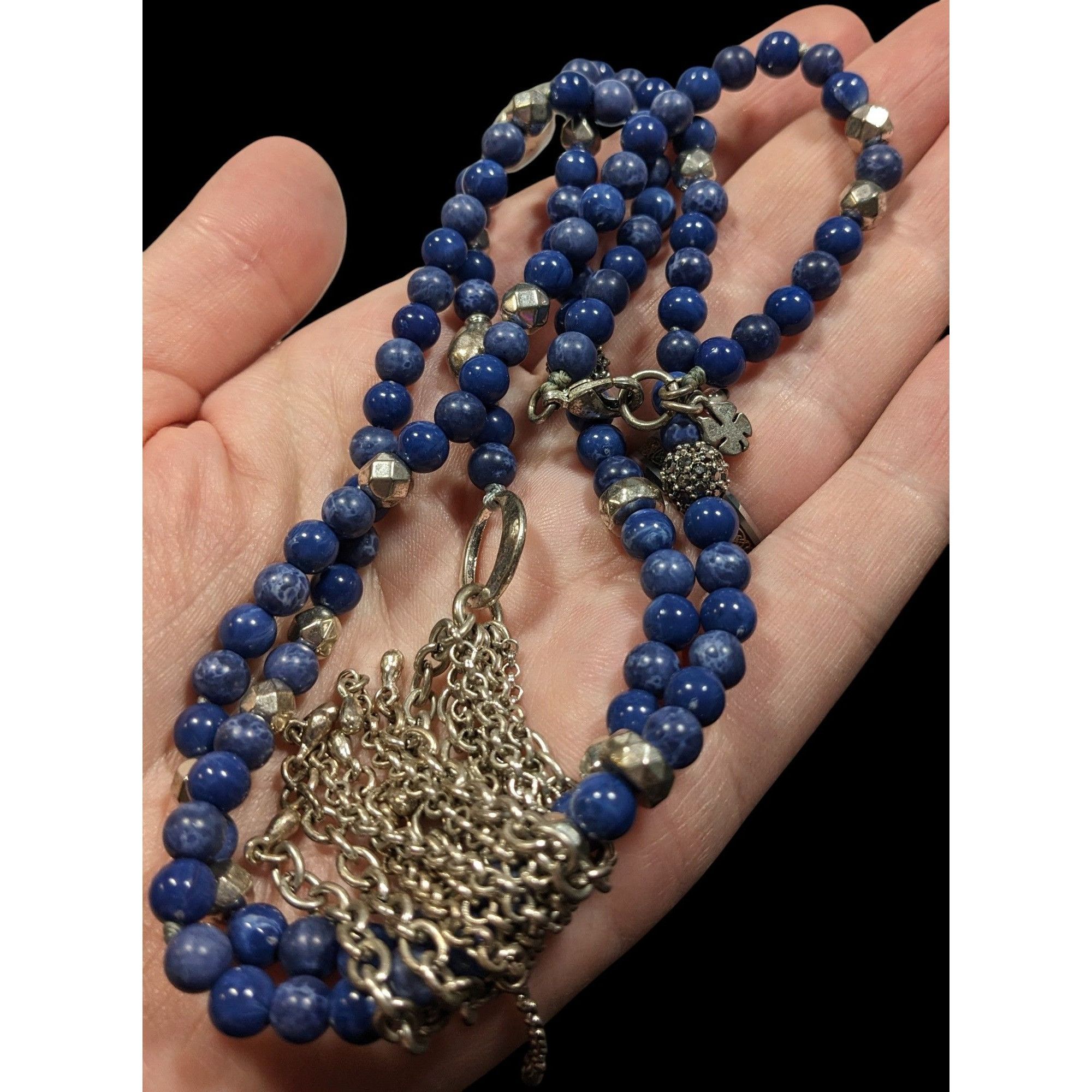 Lucky Brand Bohemian Lucky Brand Lapis Lazuli Beaded Chain Tassel Neckla Size ONE SIZE - 4 Thumbnail