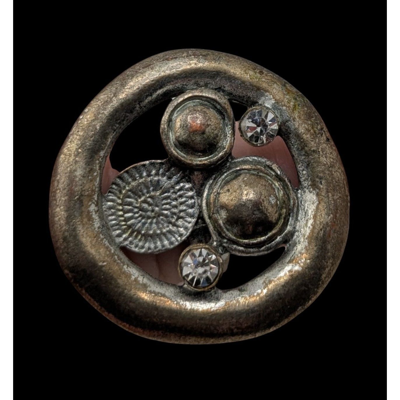 Other Vintage Brutalist Adjustable Ring With Abstract Circular Des Size ONE SIZE - 2 Thumbnail