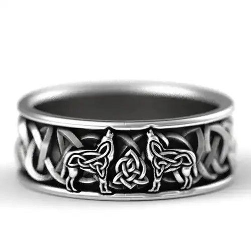 VIBE Viking Nordic Mythology Giant Wolf Rings (size 6-13) Size ONE SIZE - 7 Thumbnail